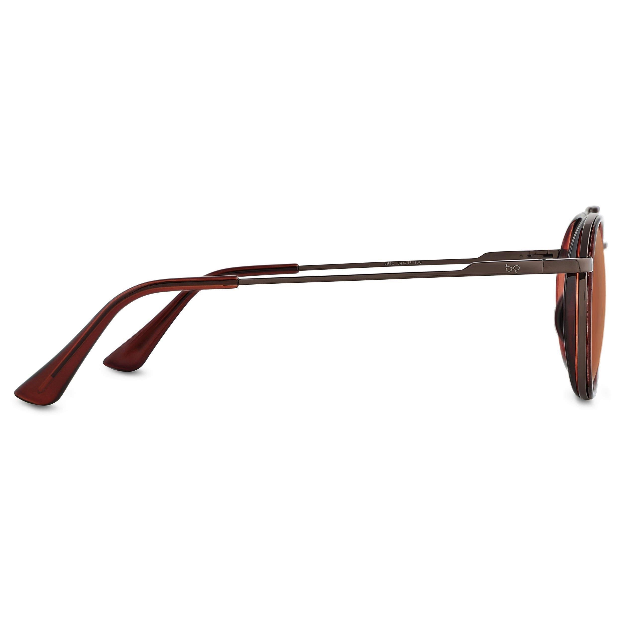 Full Brown Polarized SG4612 Metal Frame Round Sunglasses