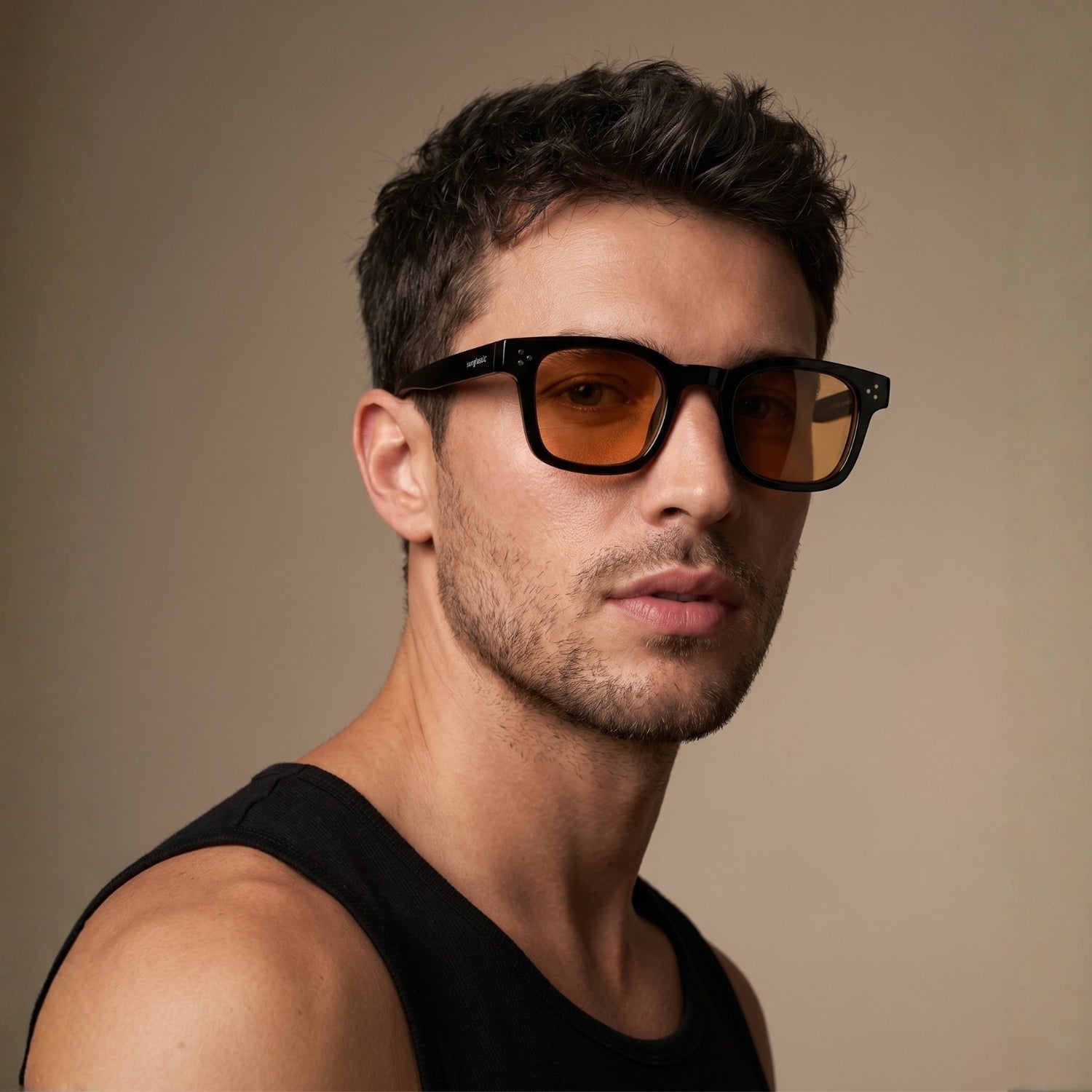 Ares Black Orange Square Sunglasses