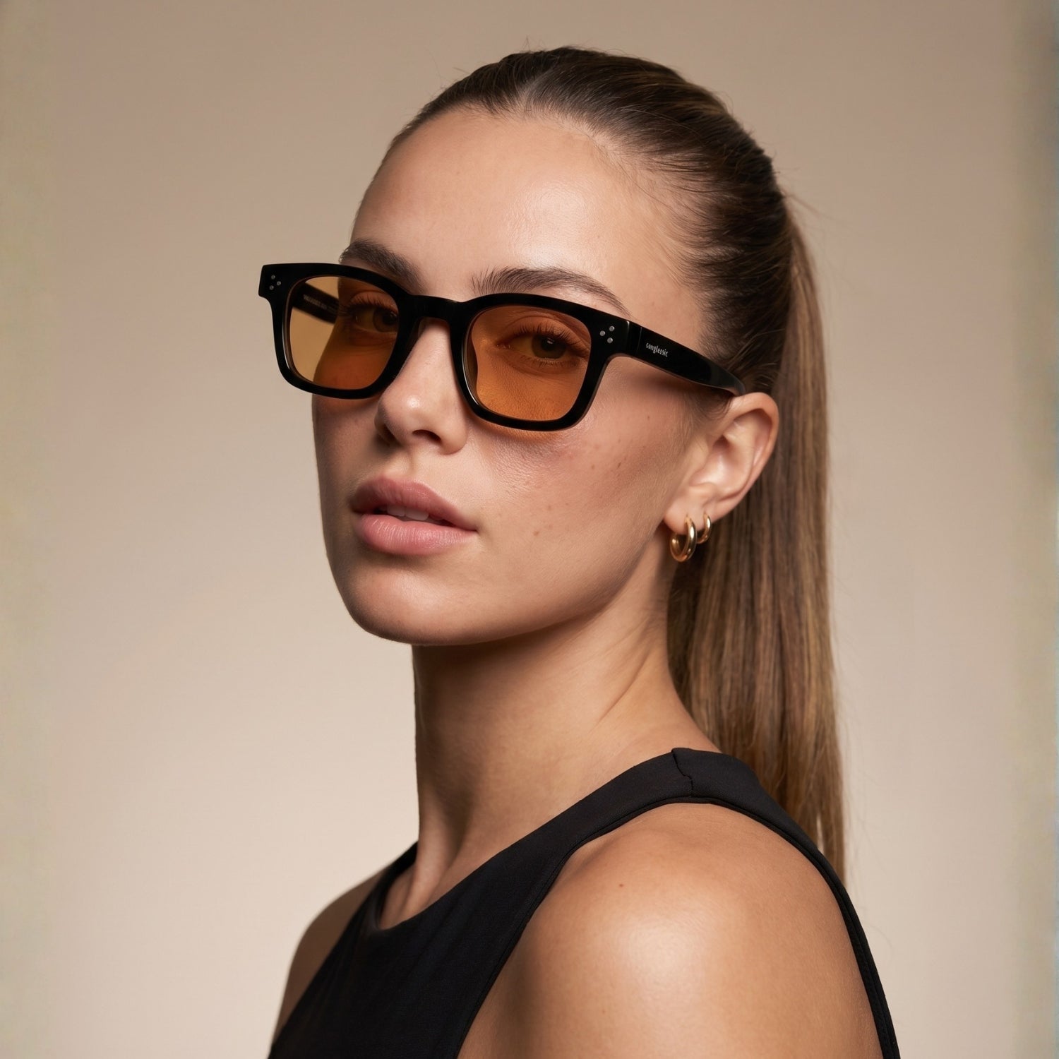 Ares Black Orange Square Sunglasses