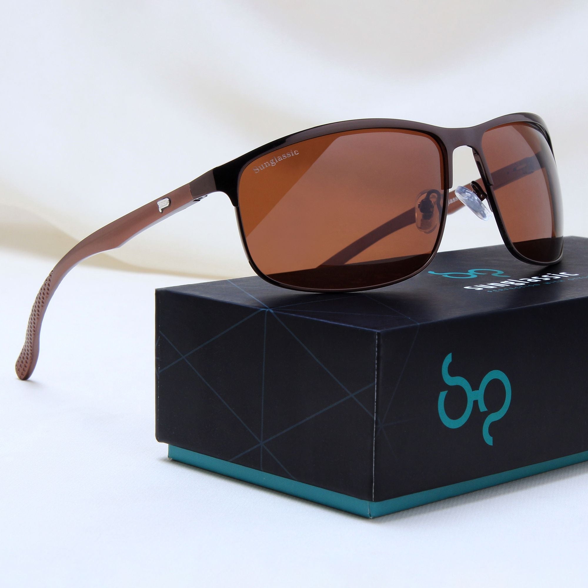 Radiant Brown Polarized Rectangle Sunglasses