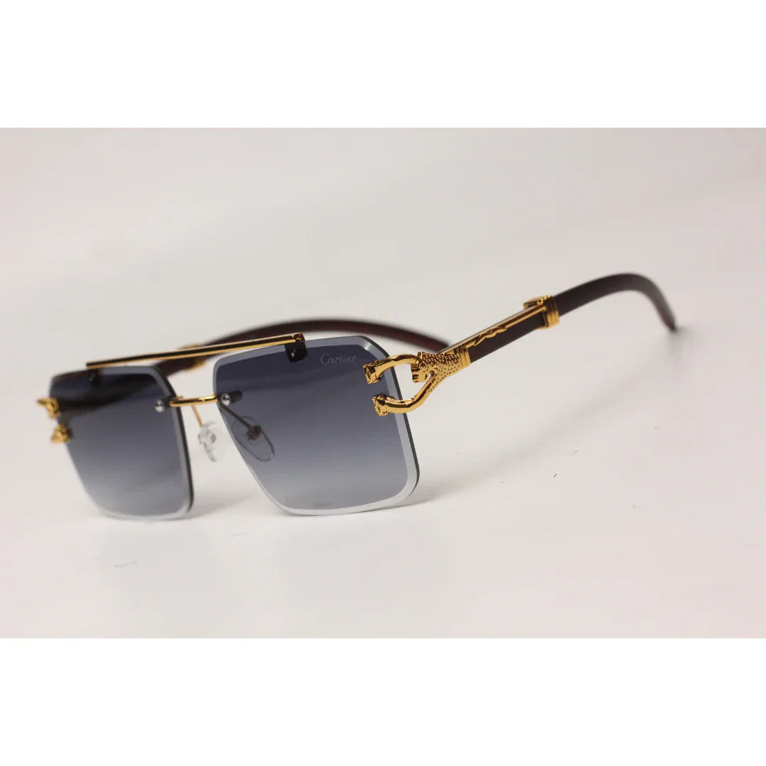 Cartier - RR42 - Golden - Double Bridge - Rimless - Metal - Square - Sunglasses - Eyewear