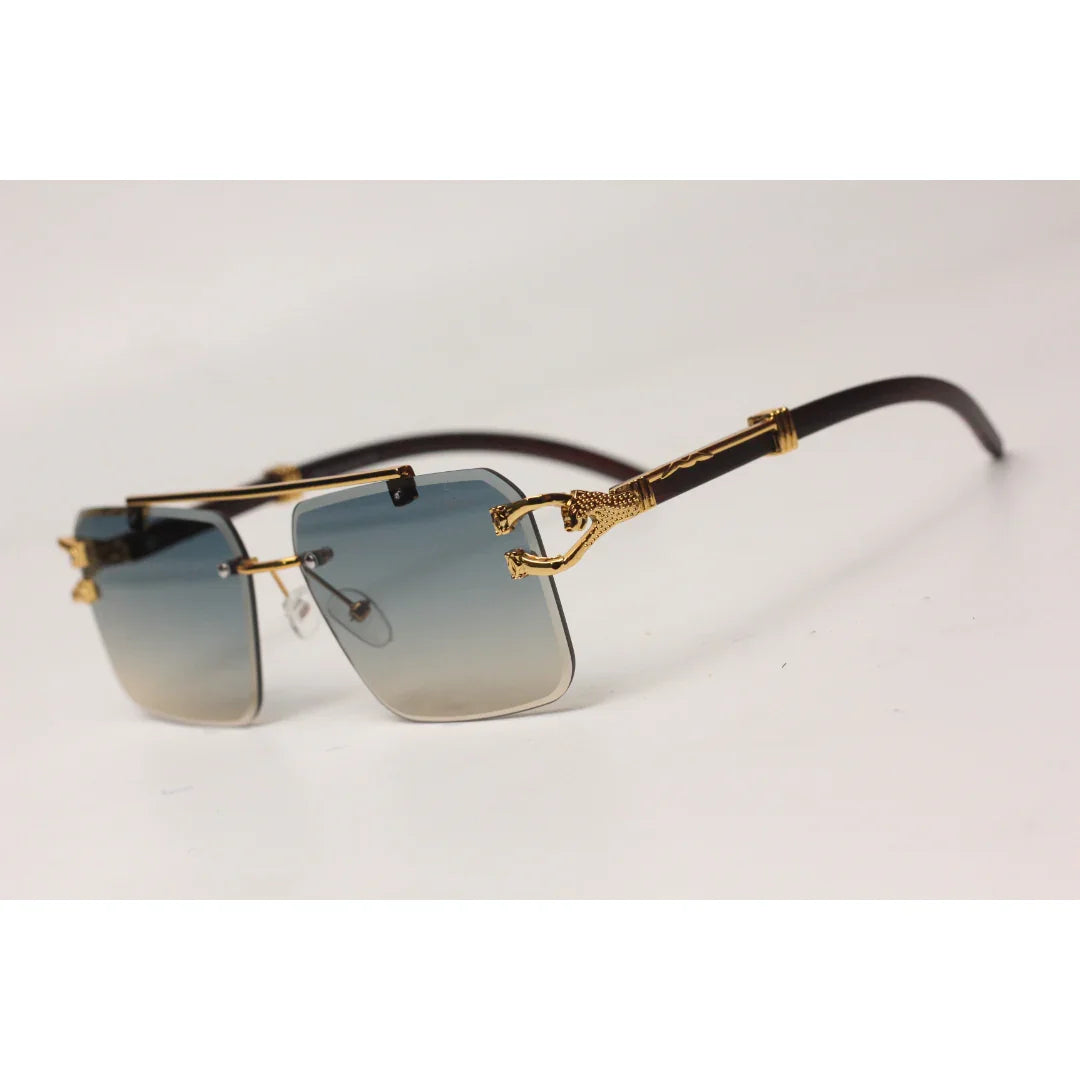 Cartier - RR42 - Golden - Double Bridge - Rimless - Metal - Square - Sunglasses - Eyewear