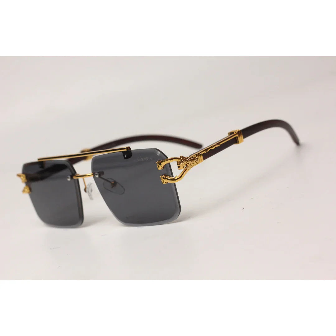 Cartier - RR42 - Golden - Double Bridge - Rimless - Metal - Square - Sunglasses - Eyewear