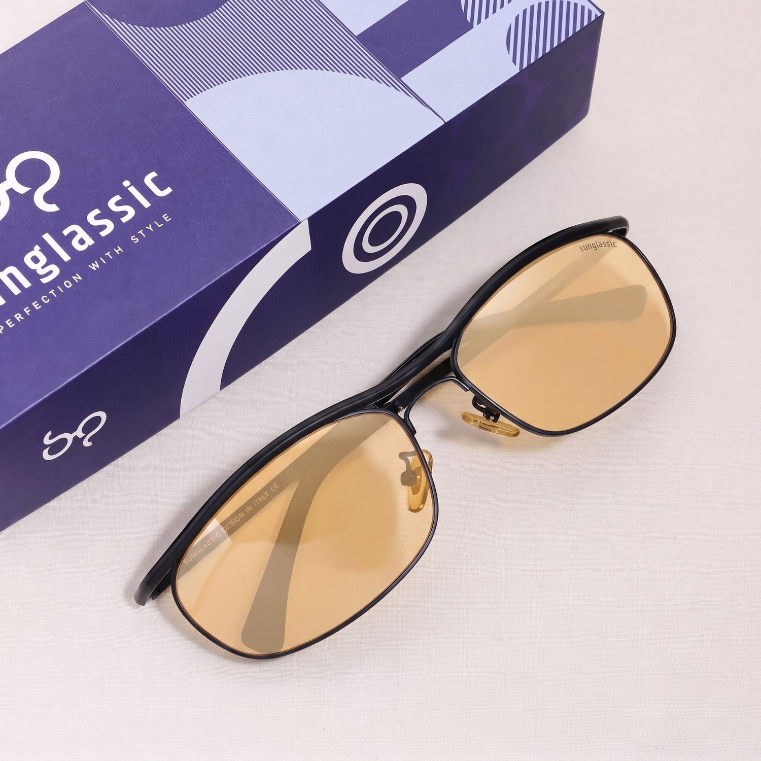 Champion Black Orange Rectangle Sunglasses for Men | UV400