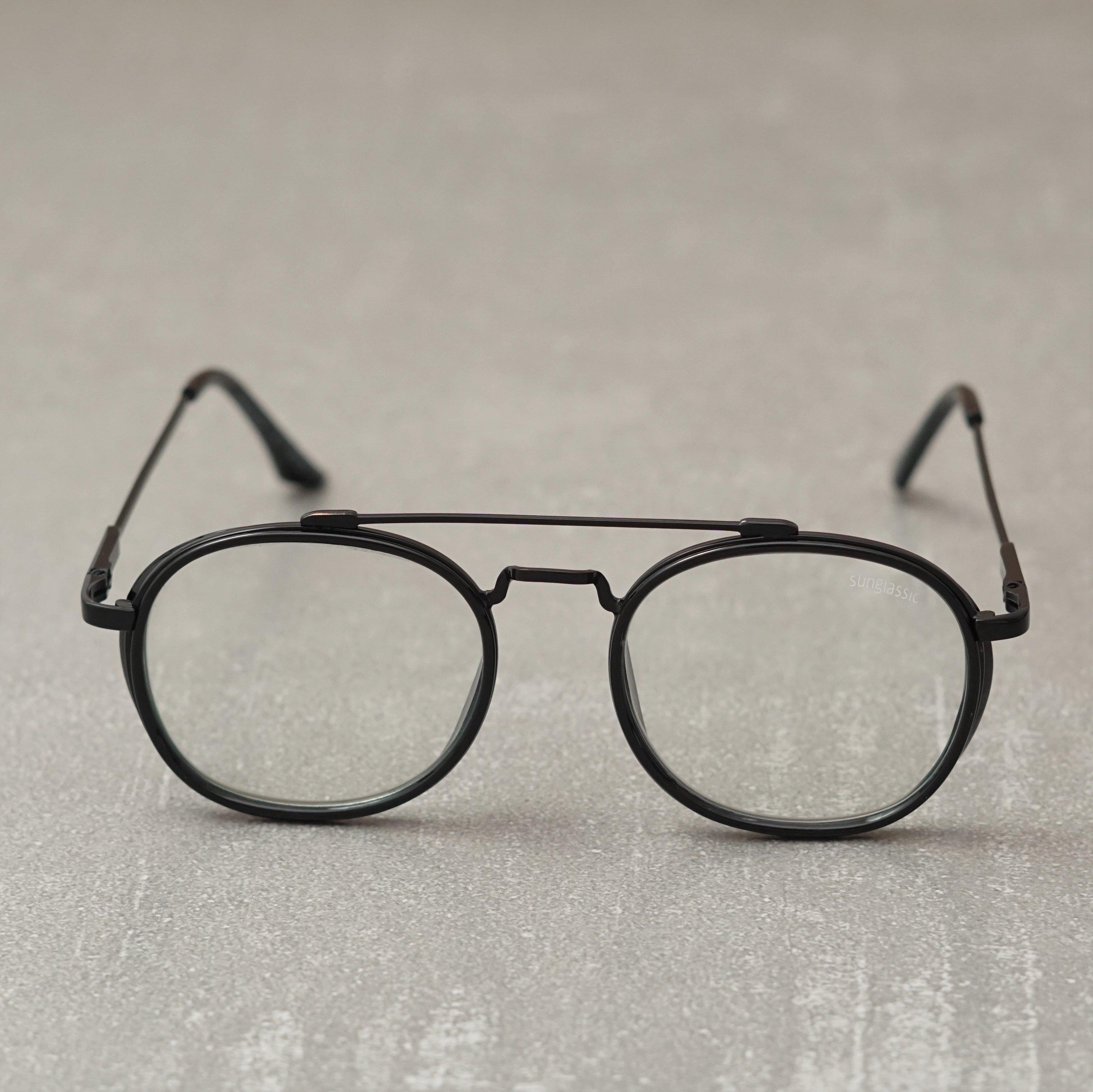 Black Transparent SG4612 Metal Frame Round Sunglasses