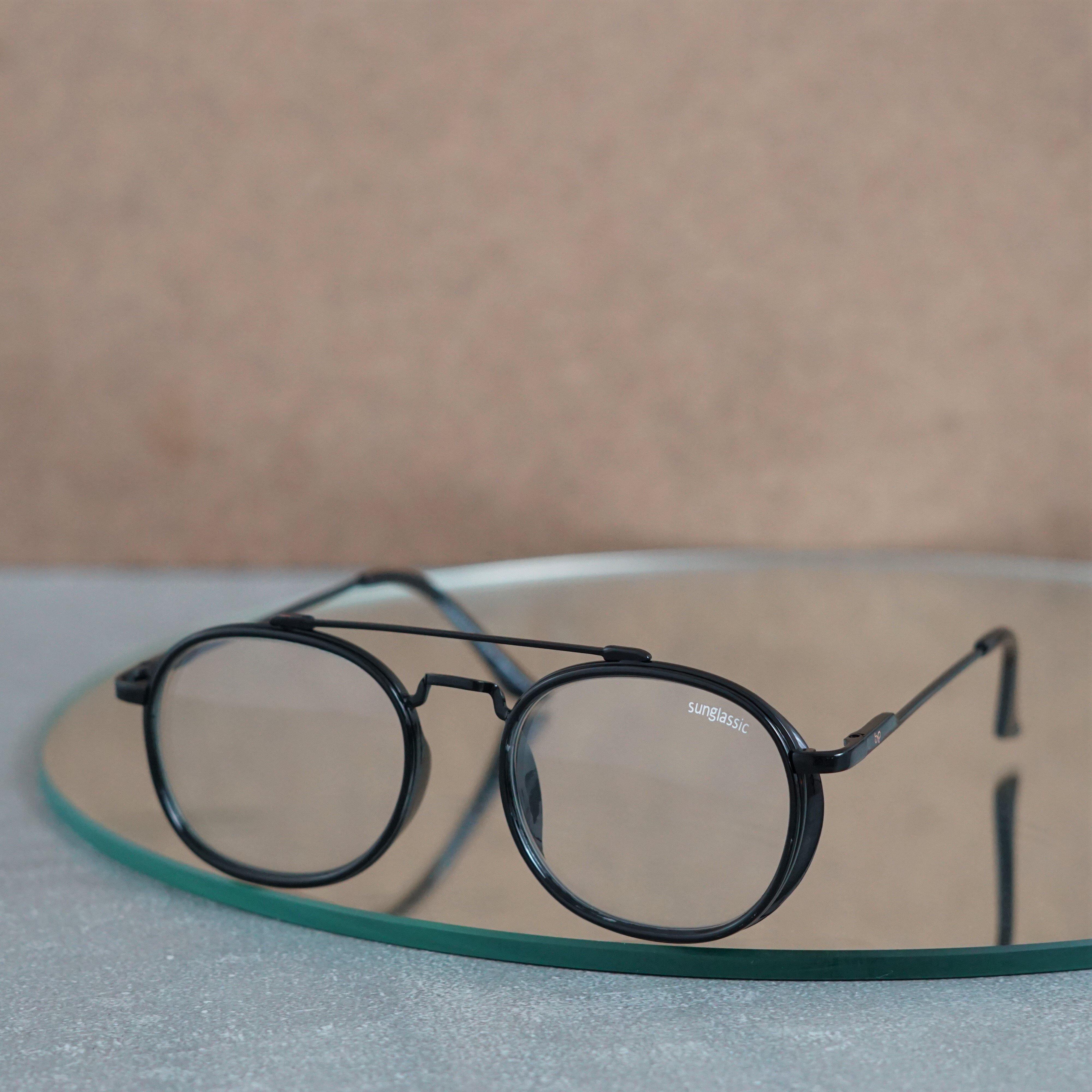 Black Transparent SG4612 Metal Frame Round Sunglasses