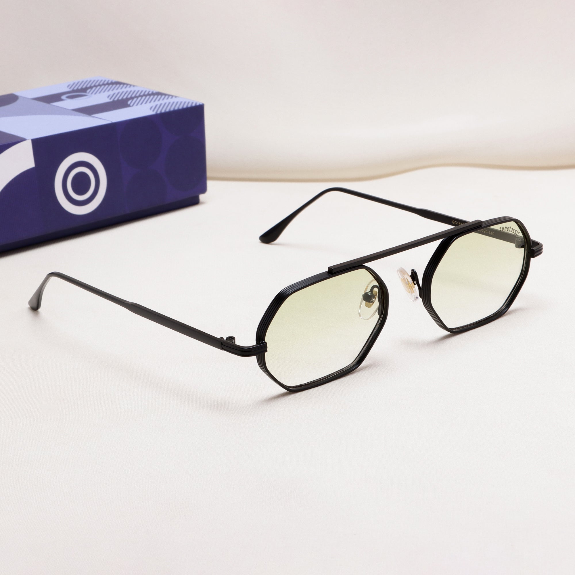 Hexa Black Green Gradient Hexagon Sunglasses