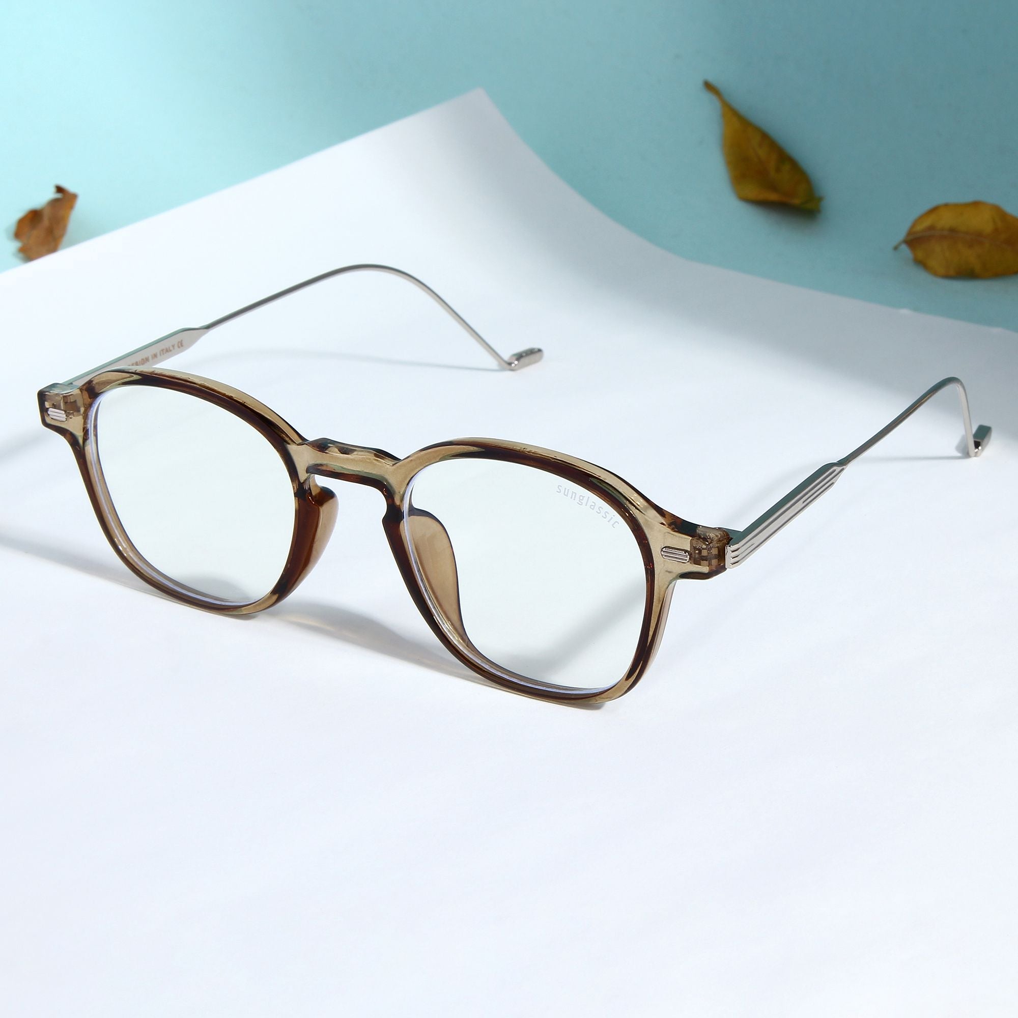 Hybrid Almond Anti Blue Light Round Sunglasses