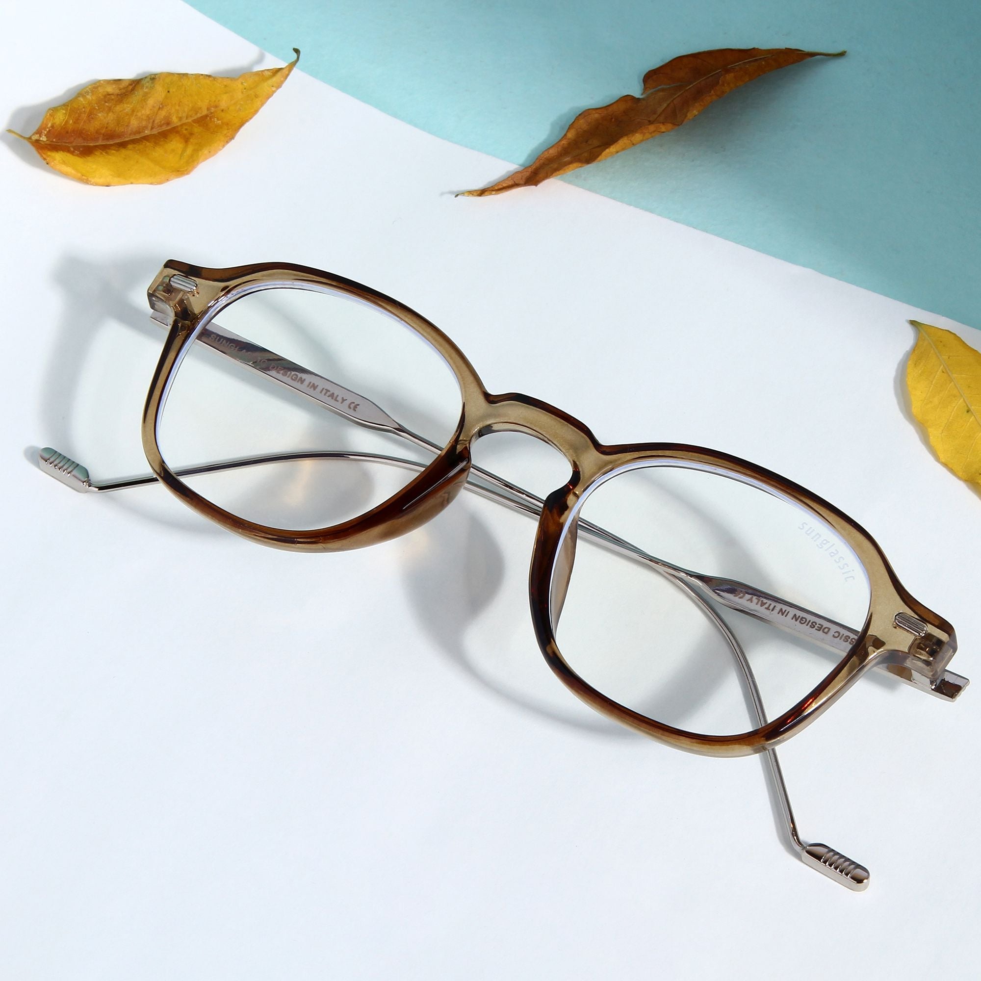 Hybrid Almond Anti Blue Light Round Sunglasses