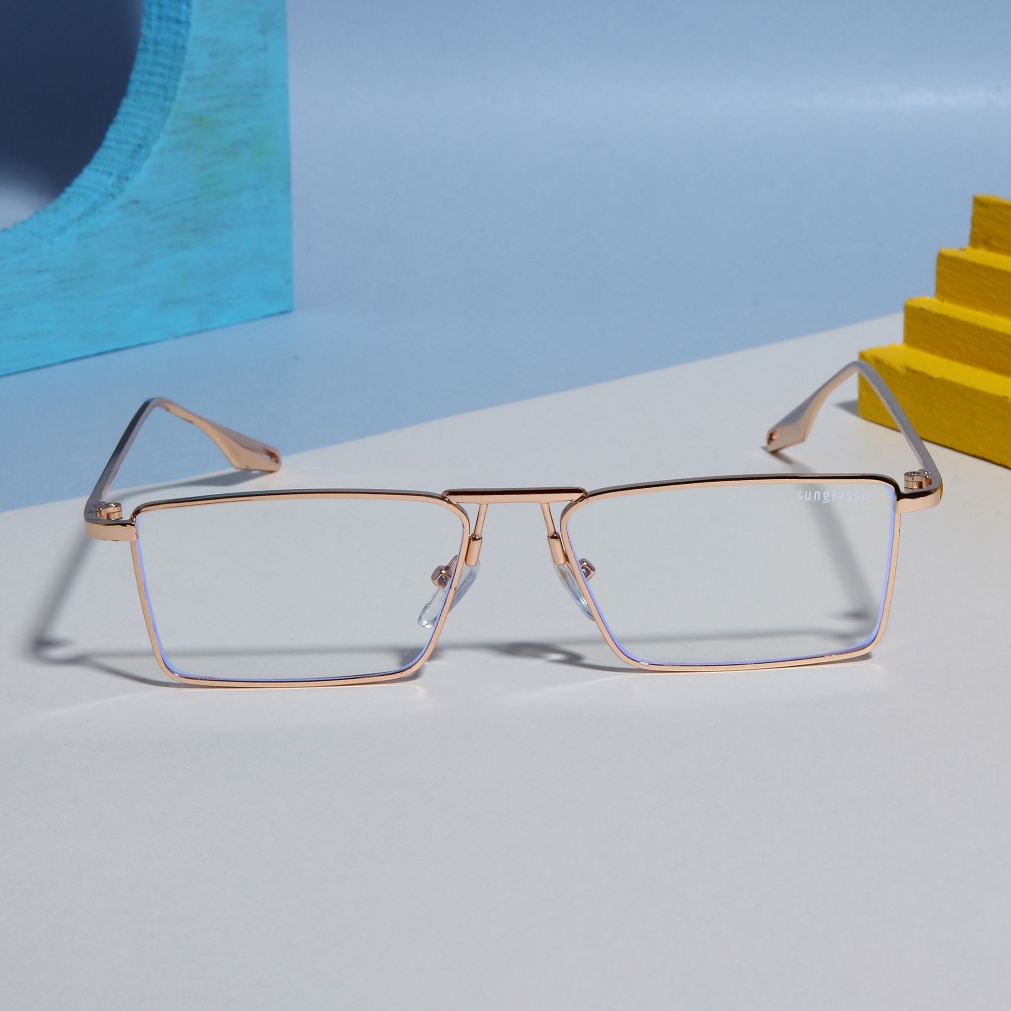 Rebel Gold Transparent Rectangle Sunglasses
