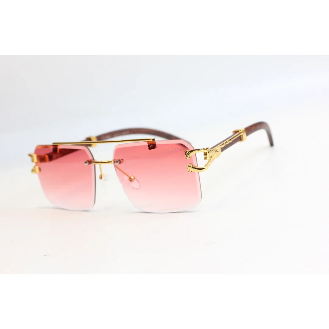Cartier - RR42 - Golden - Double Bridge - Rimless - Metal - Square - Sunglasses - Eyewear