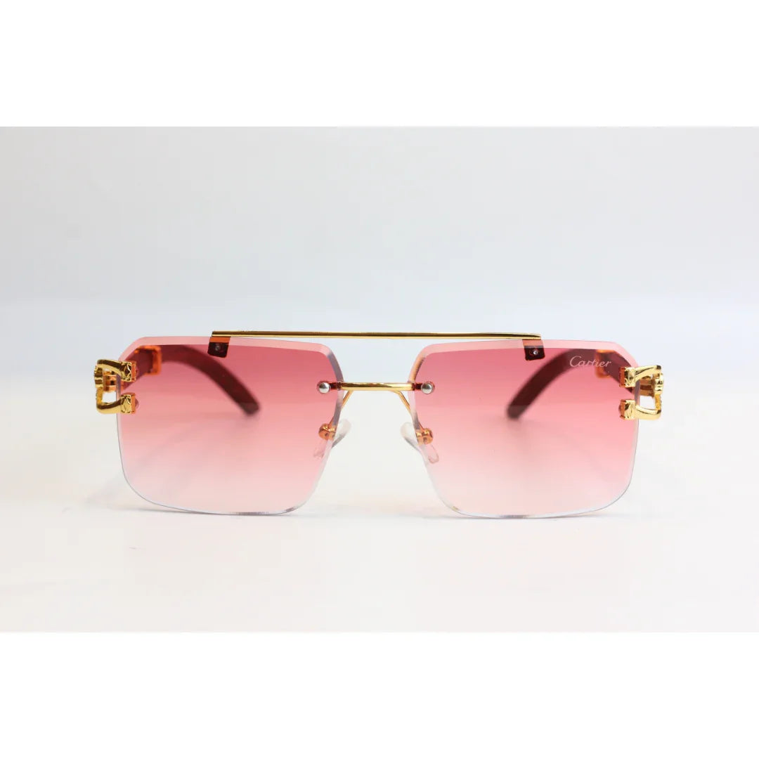 Cartier - RR42 - Golden - Double Bridge - Rimless - Metal - Square - Sunglasses - Eyewear