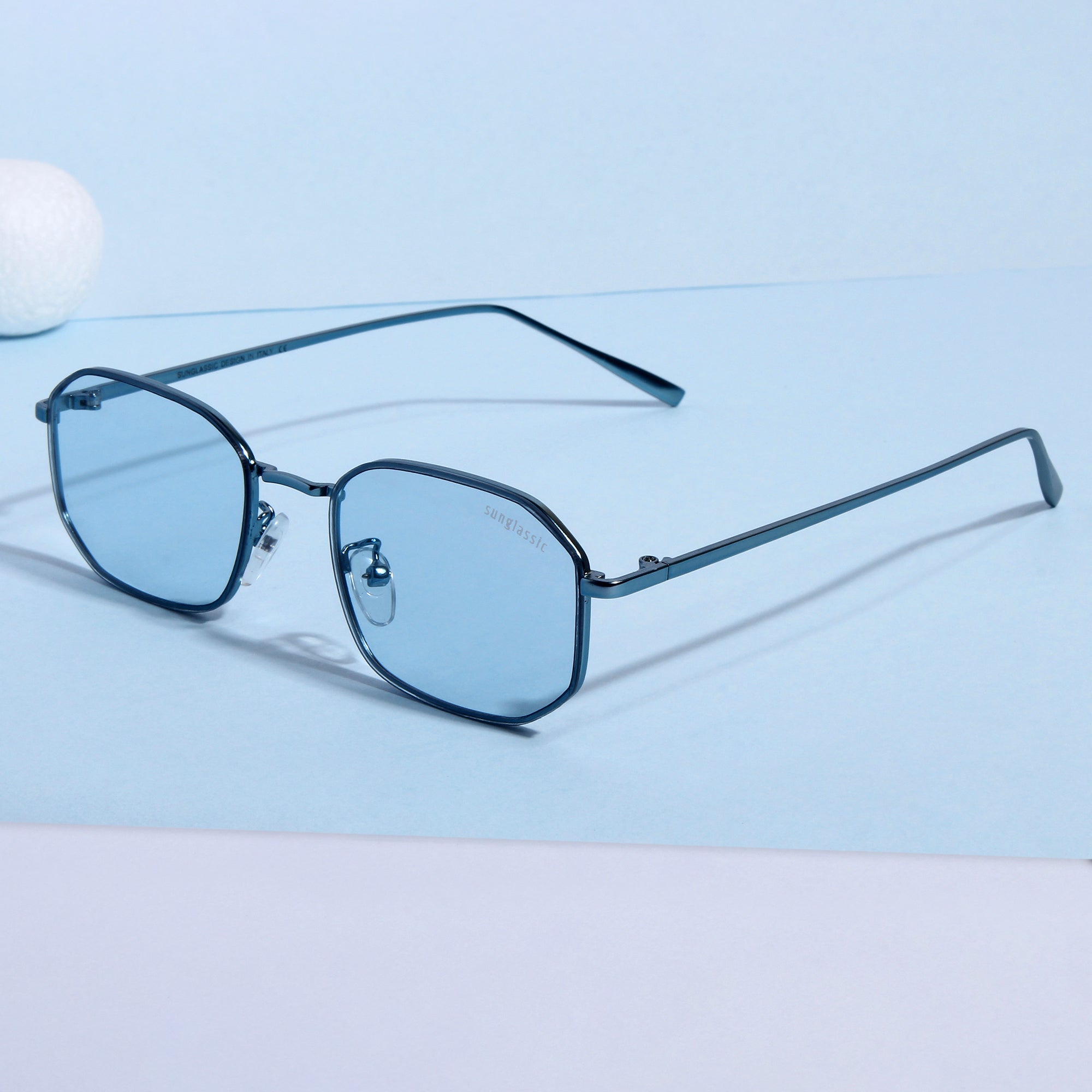 Drip. Aqua Blue Rectangle Sunglasses