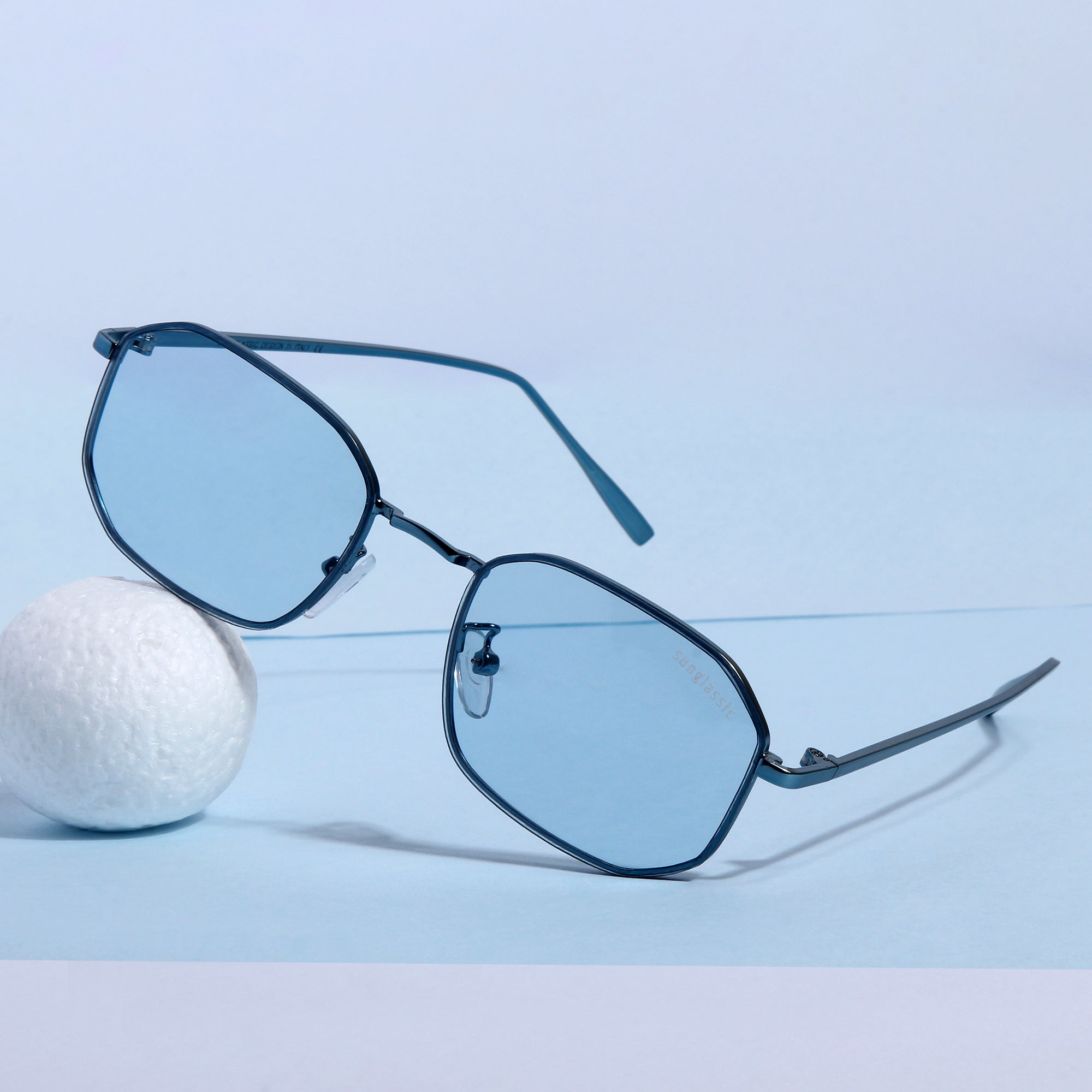 Drip. Aqua Blue Rectangle Sunglasses