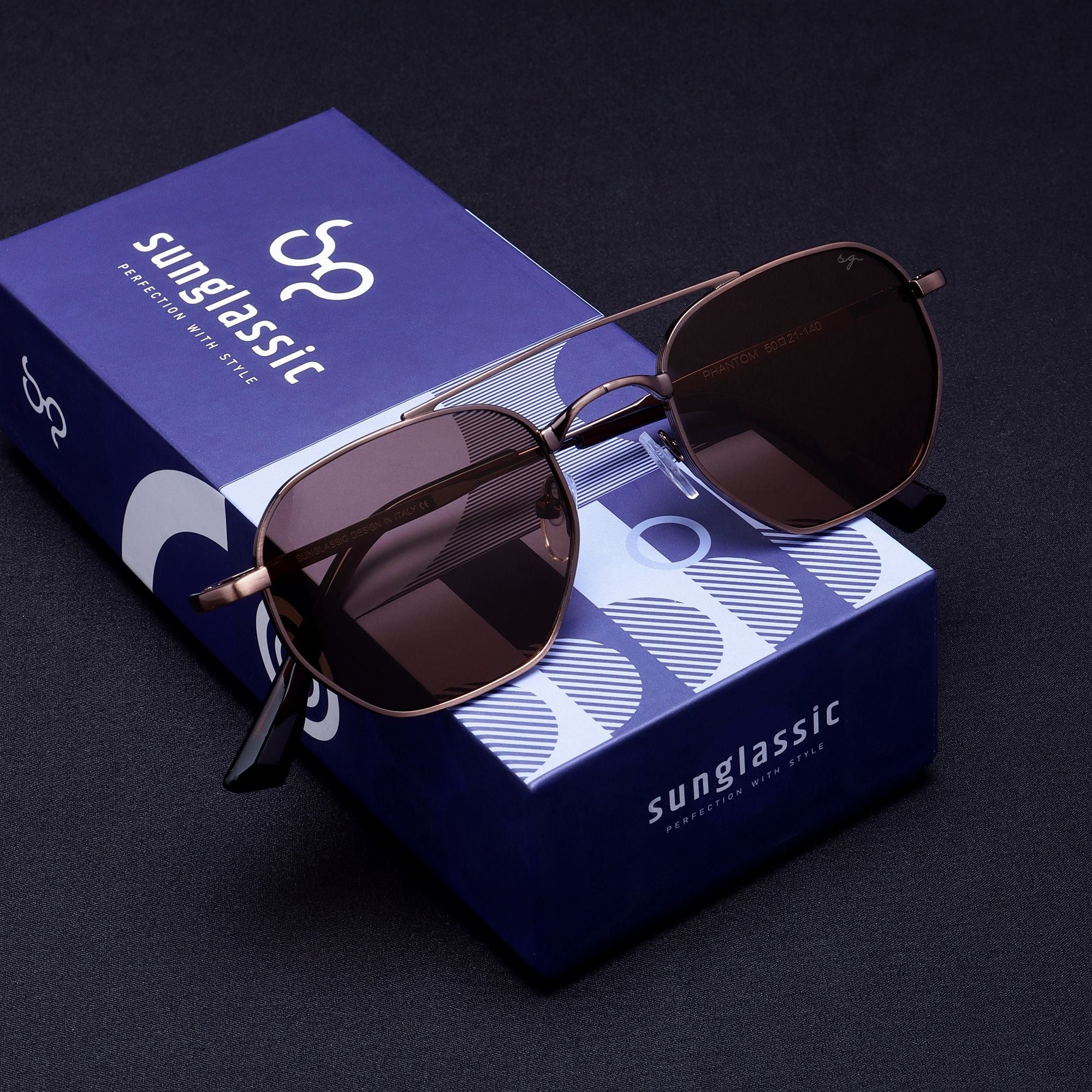Phantom Gun Brown Hexagon Sunglasses