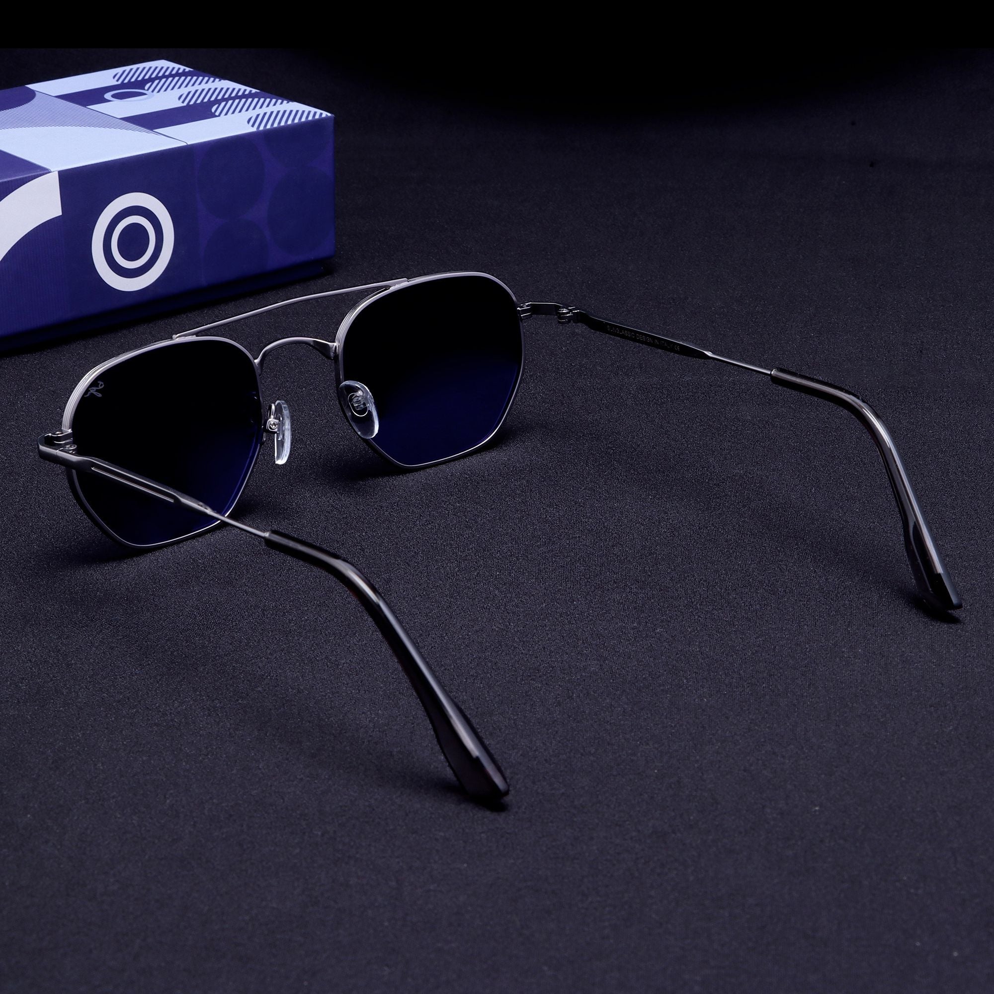 Phantom Silver Blue Hexagon Sunglasses
