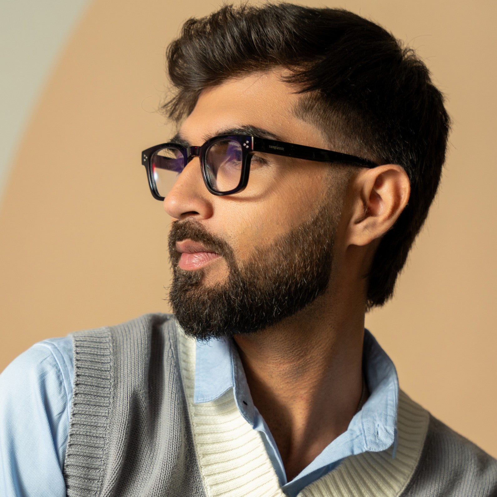 Ares Black Clear Square Sunglasses