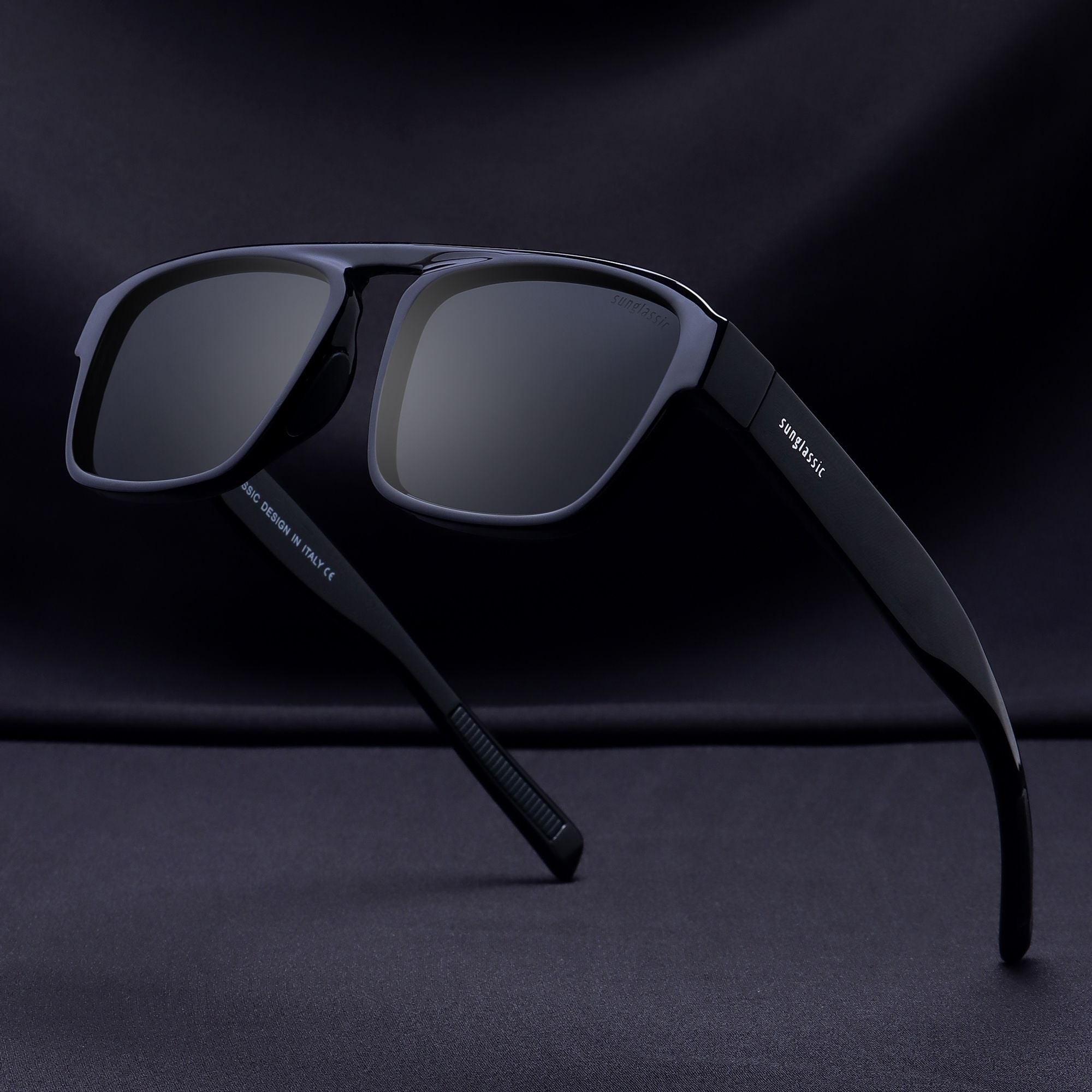 Raftaar Full Black Square Sunglasses – Polarized Lenses