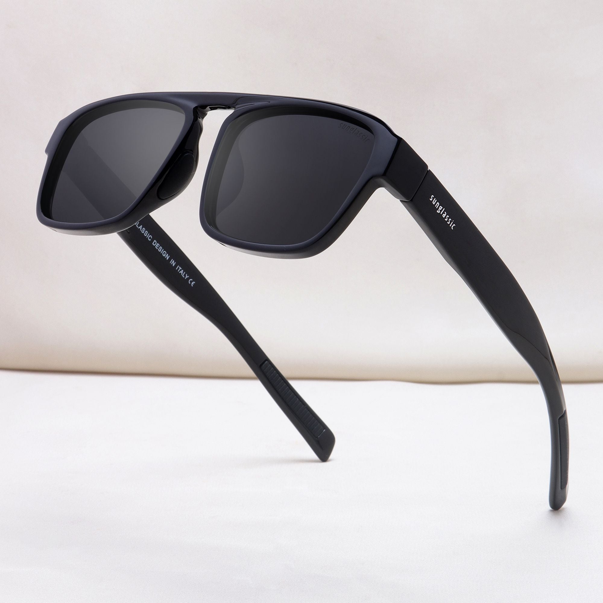 Raftaar Full Black Square Sunglasses – Polarized Lenses
