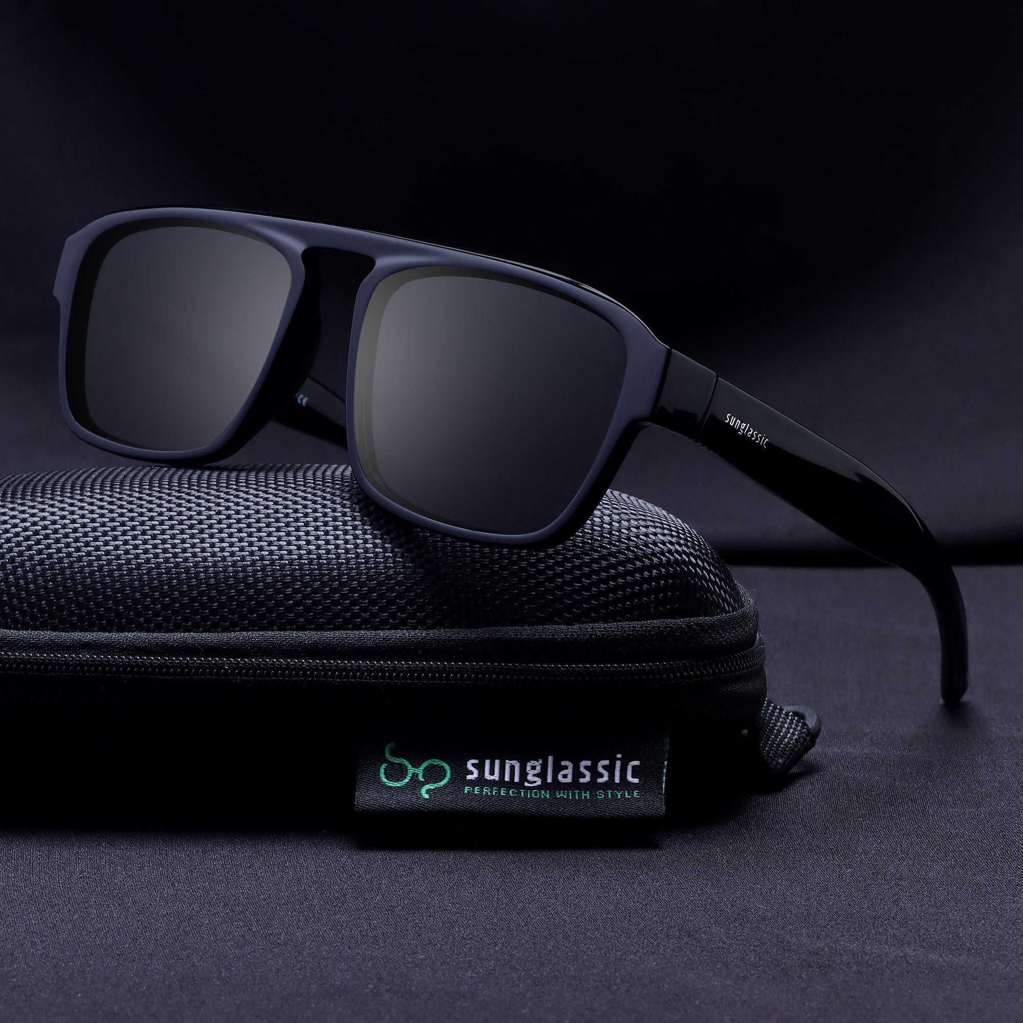 Raftaar Full Black Square Sunglasses – Polarized Lenses