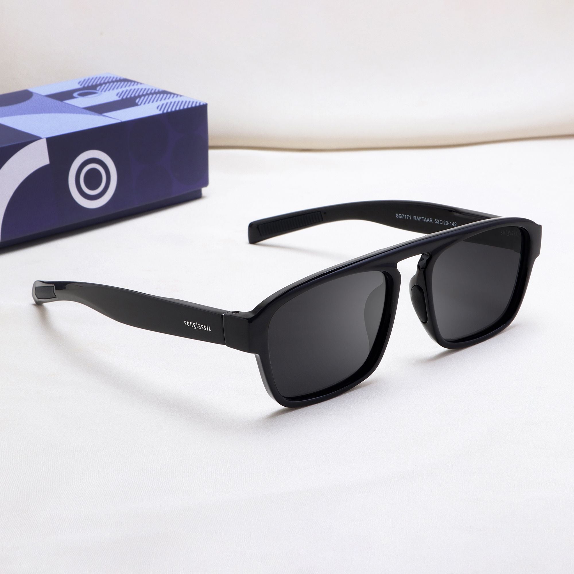 Raftaar Full Black Square Sunglasses – Polarized Lenses
