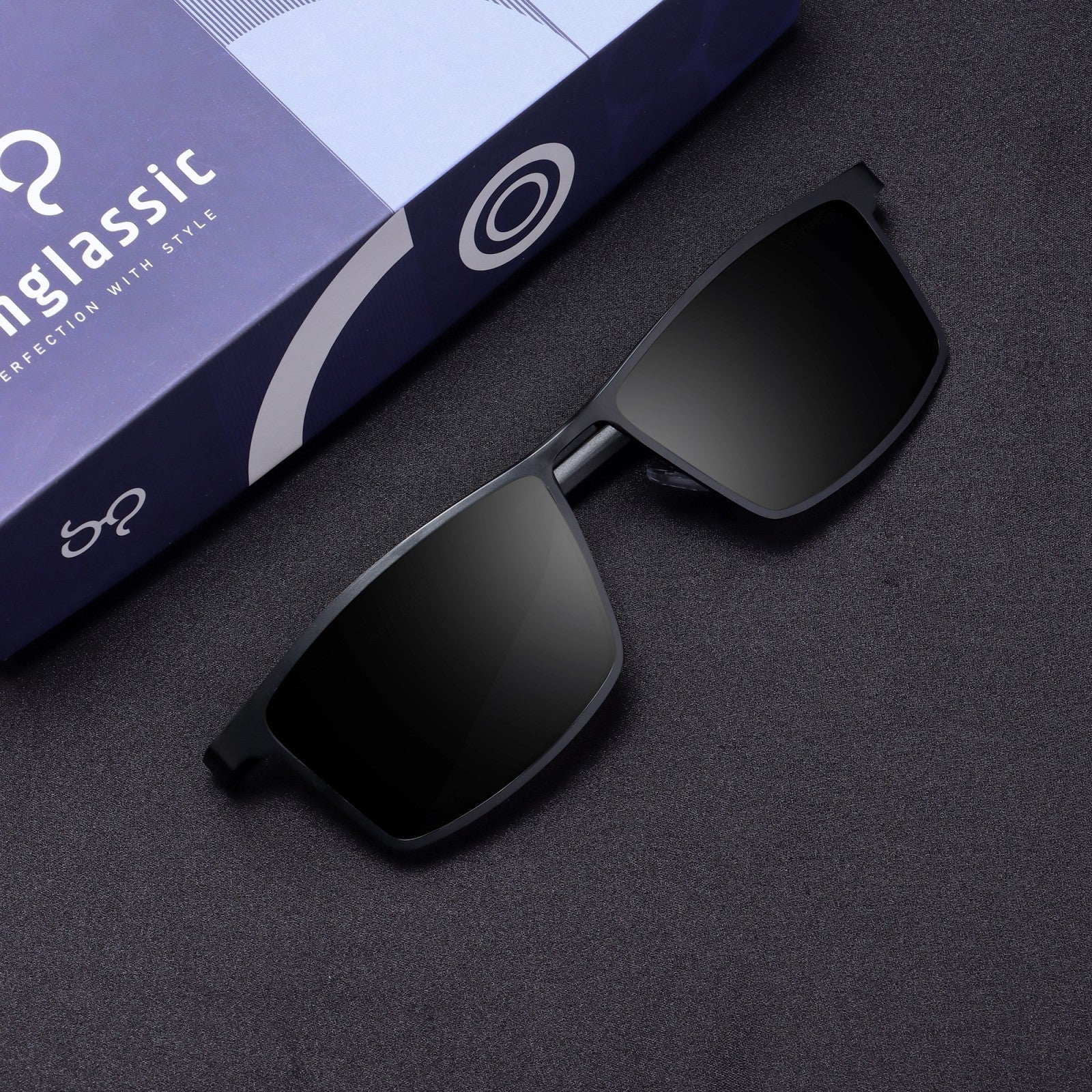 RideX Edition – Black Rectangle Sunglasses | UV400 Polarized | Unisex