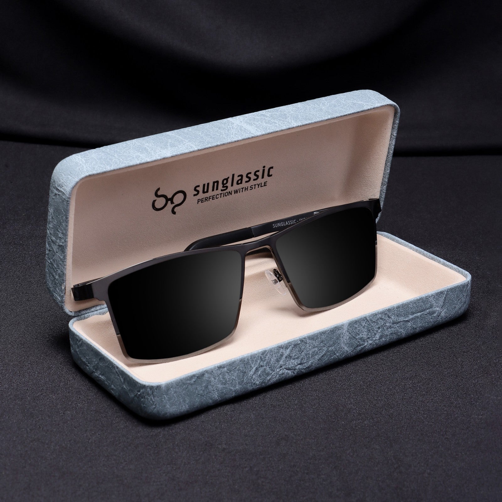 RideX Edition – Gray Black Rectangle Sunglasses | UV400 Polarized | Unisex