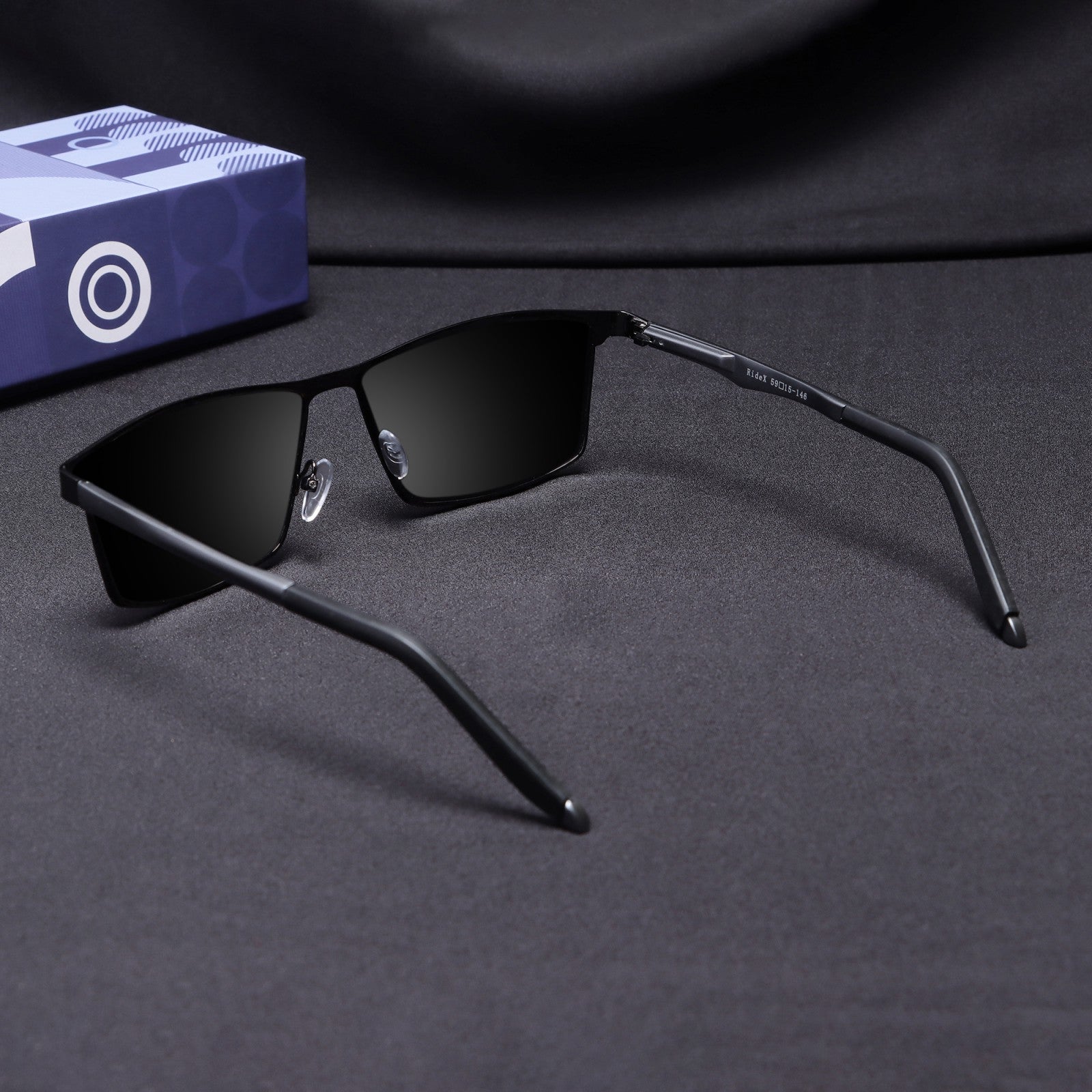 RideX Edition – Gray Black Rectangle Sunglasses | UV400 Polarized | Unisex