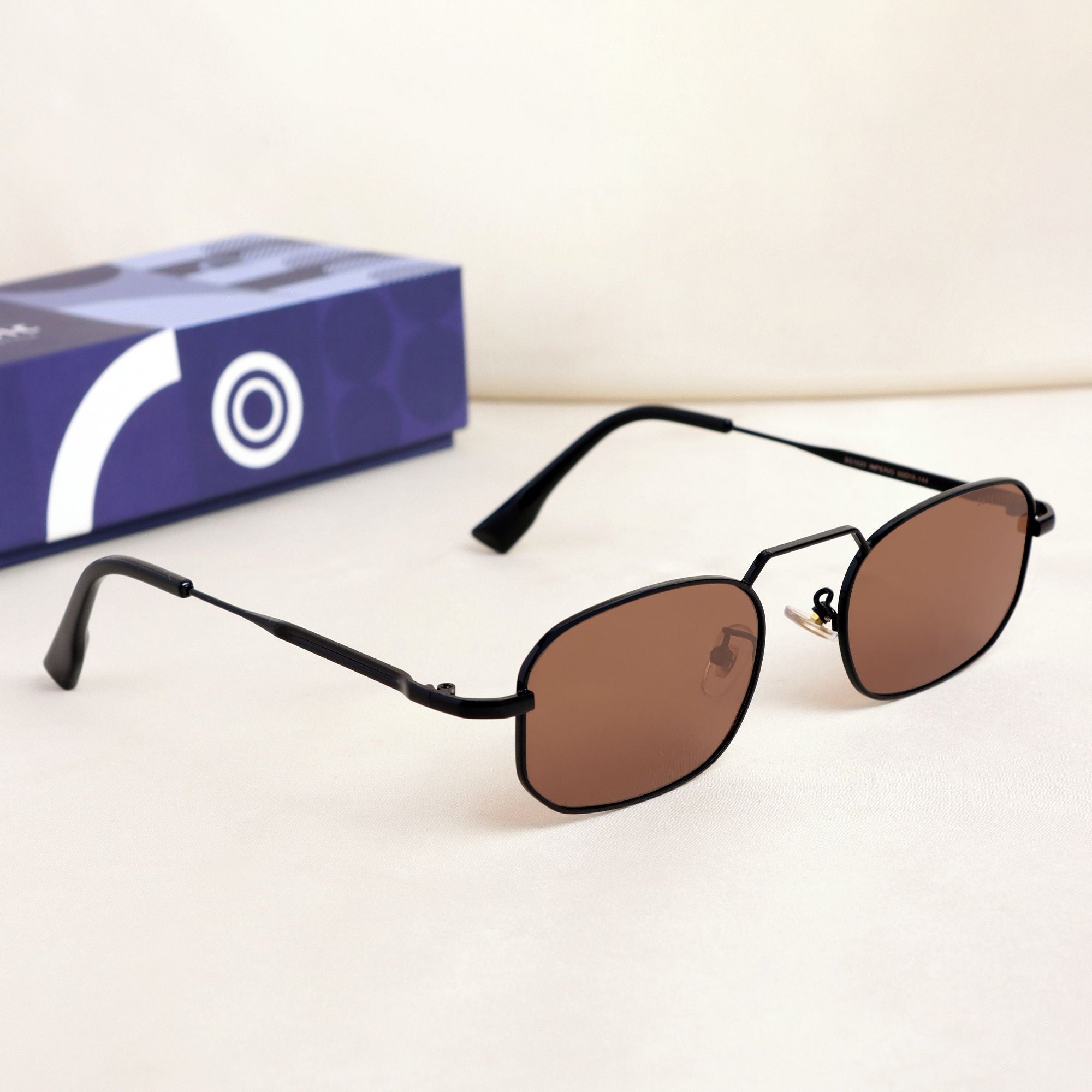 Imperio Black Brown Rectangle Sunglasses for Men & Women | UV400