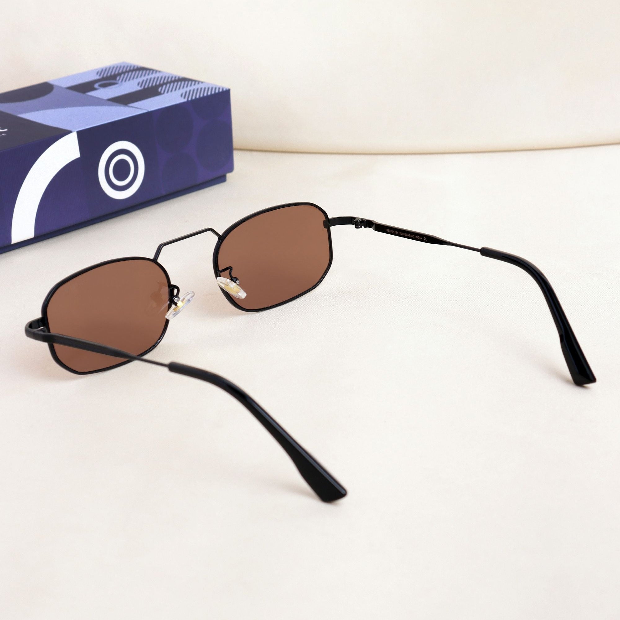 Imperio Black Brown Rectangle Sunglasses for Men & Women | UV400