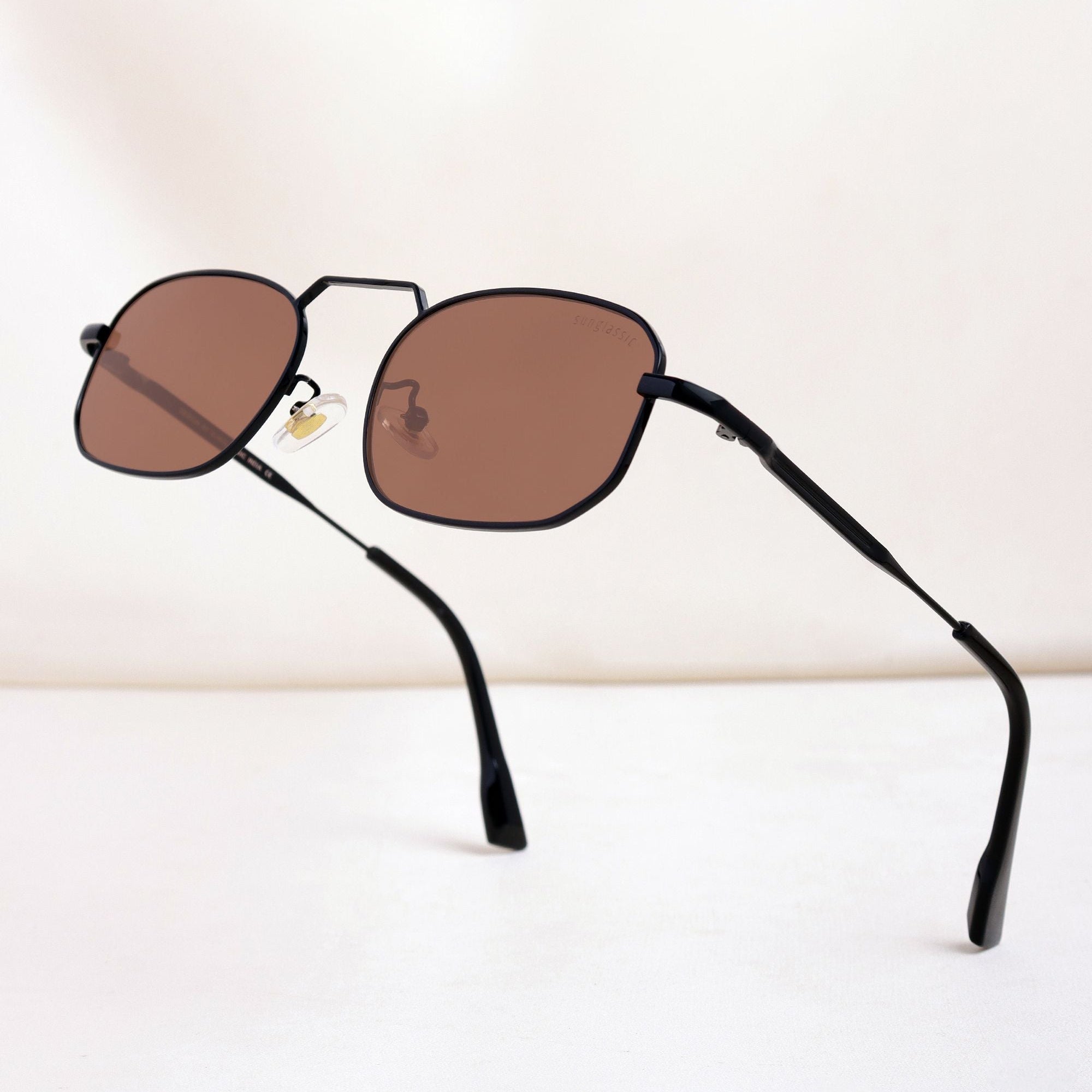 Imperio Black Brown Rectangle Sunglasses for Men & Women | UV400