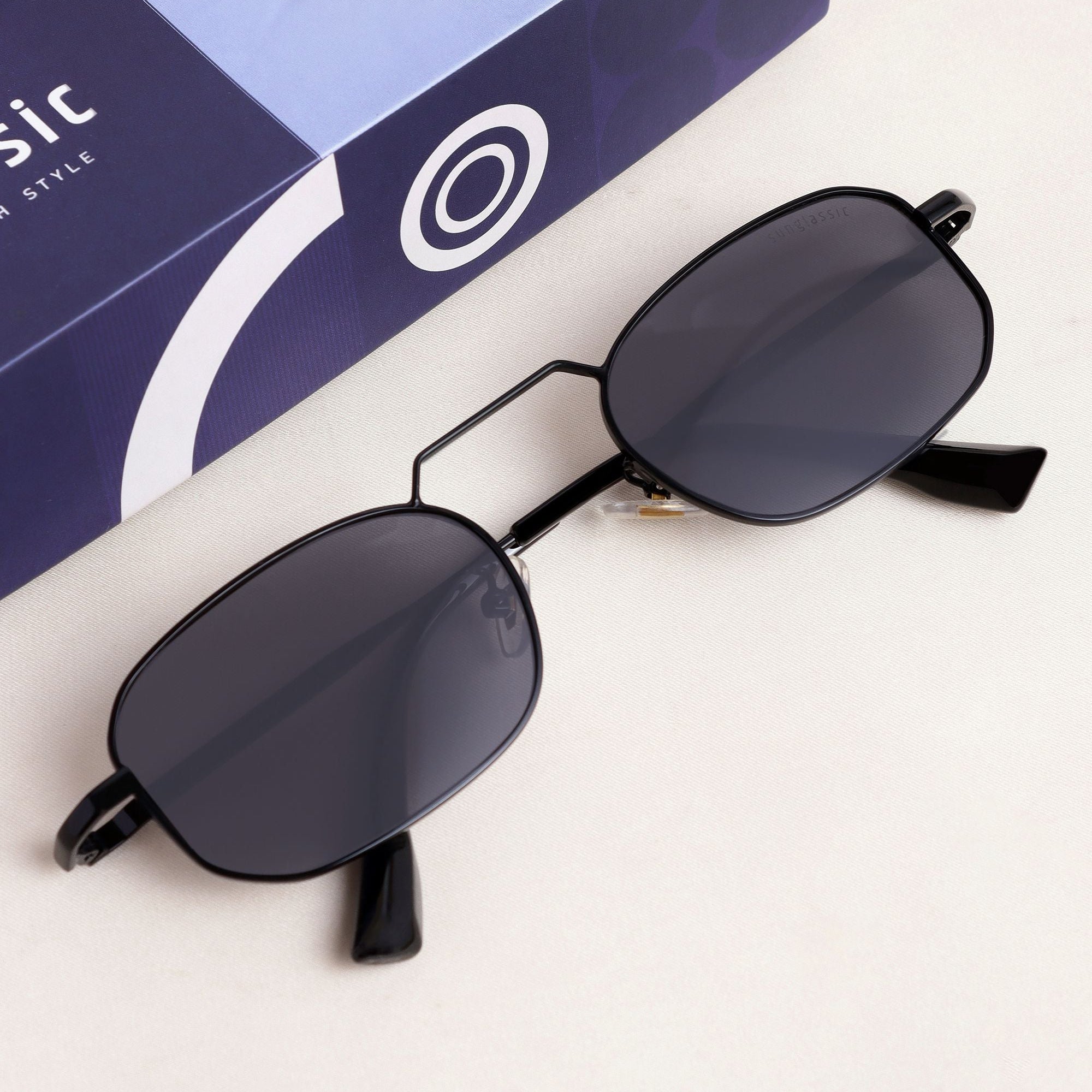 Imperio Full Black Rectangle Sunglasses for Men & Women | UV400
