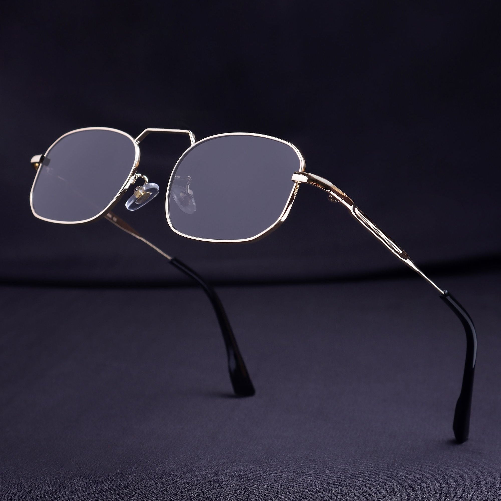 Imperio Gold Black Rectangle Sunglasses for Men & Women | UV400