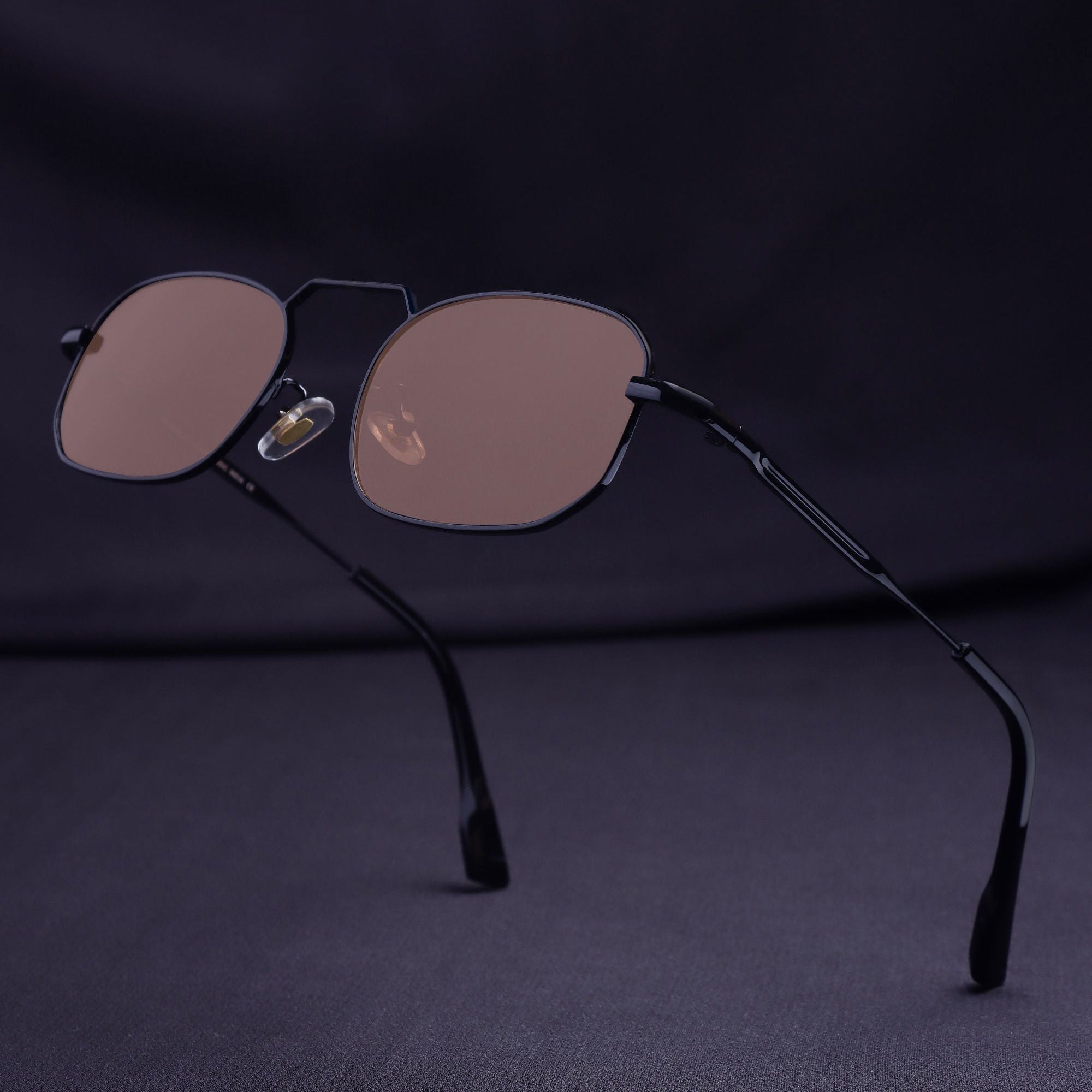 Imperio Black Brown Rectangle Sunglasses for Men & Women | UV400