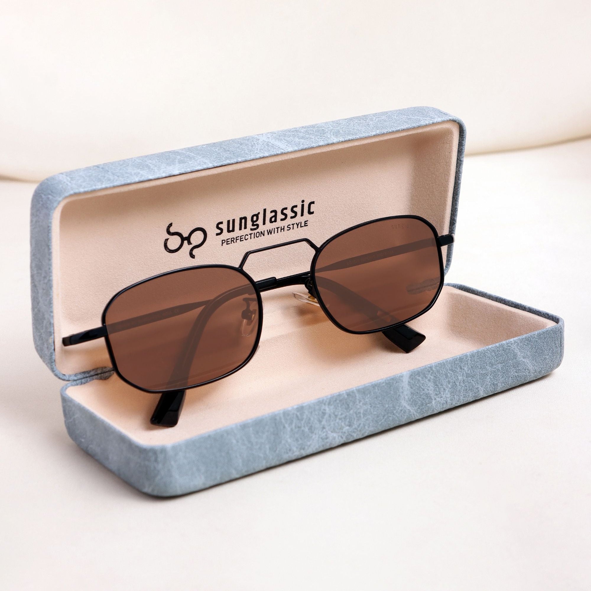 Imperio Black Brown Rectangle Sunglasses for Men & Women | UV400