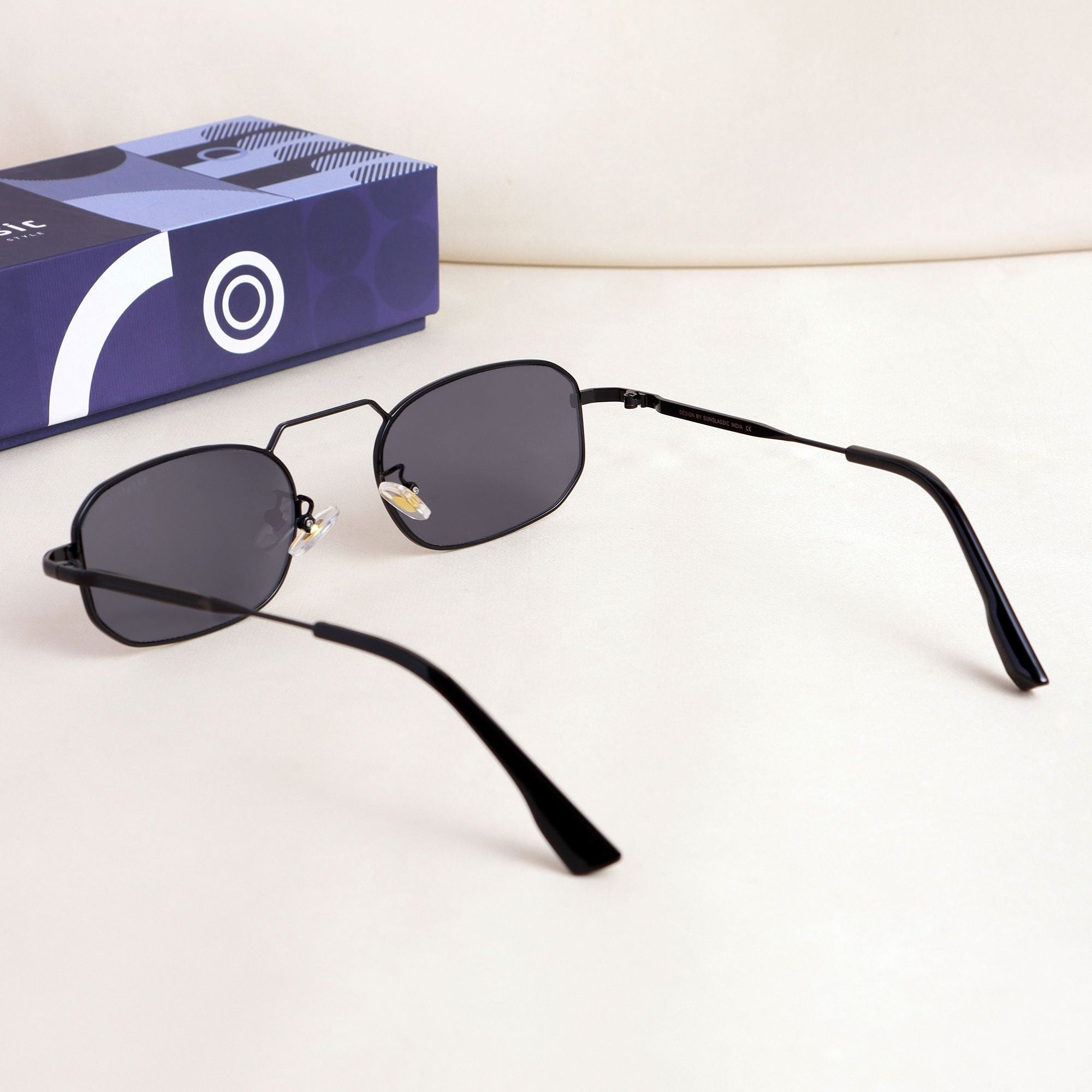 Imperio Full Black Rectangle Sunglasses for Men & Women | UV400