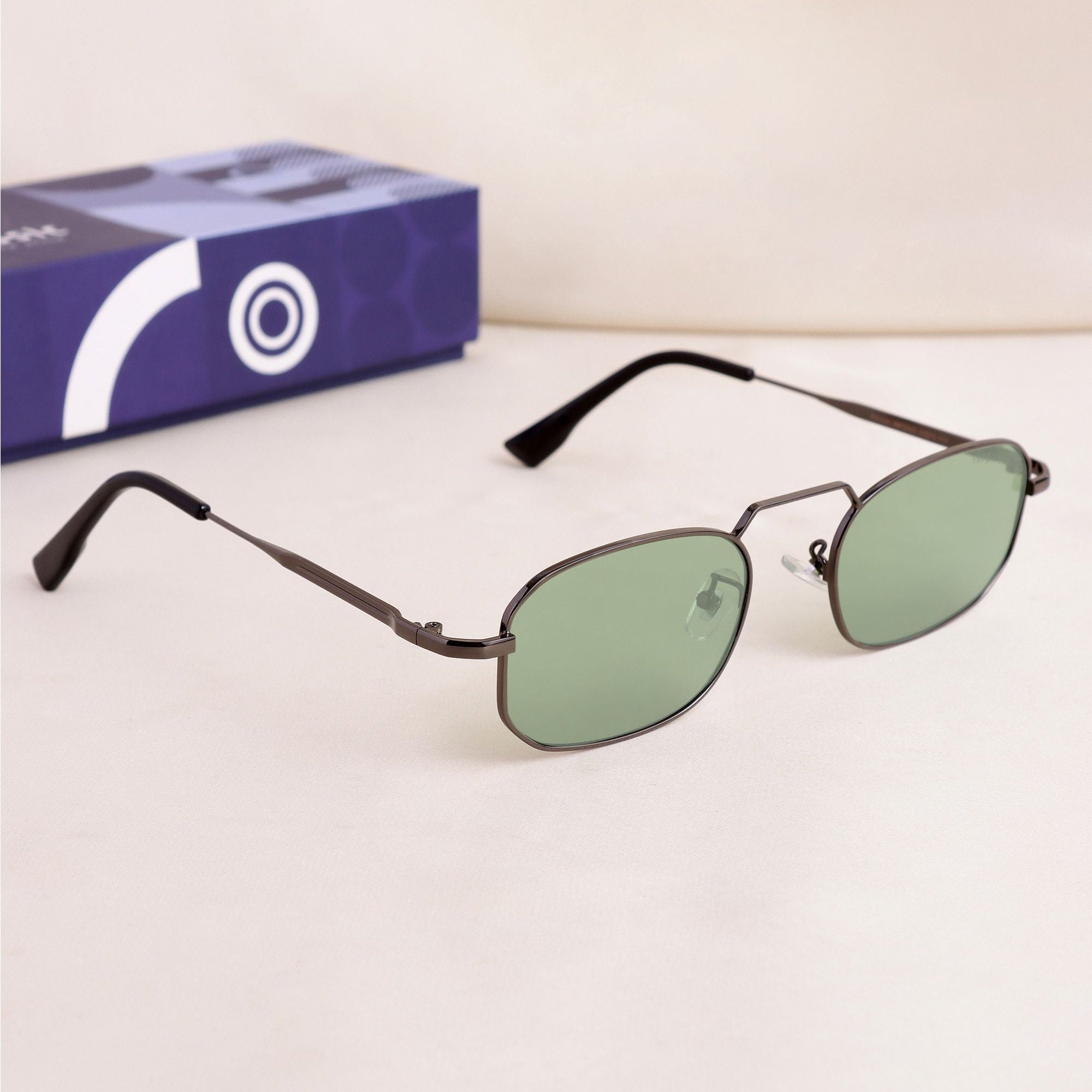Imperio Gun Green Rectangle Sunglasses for Men & Women | UV400