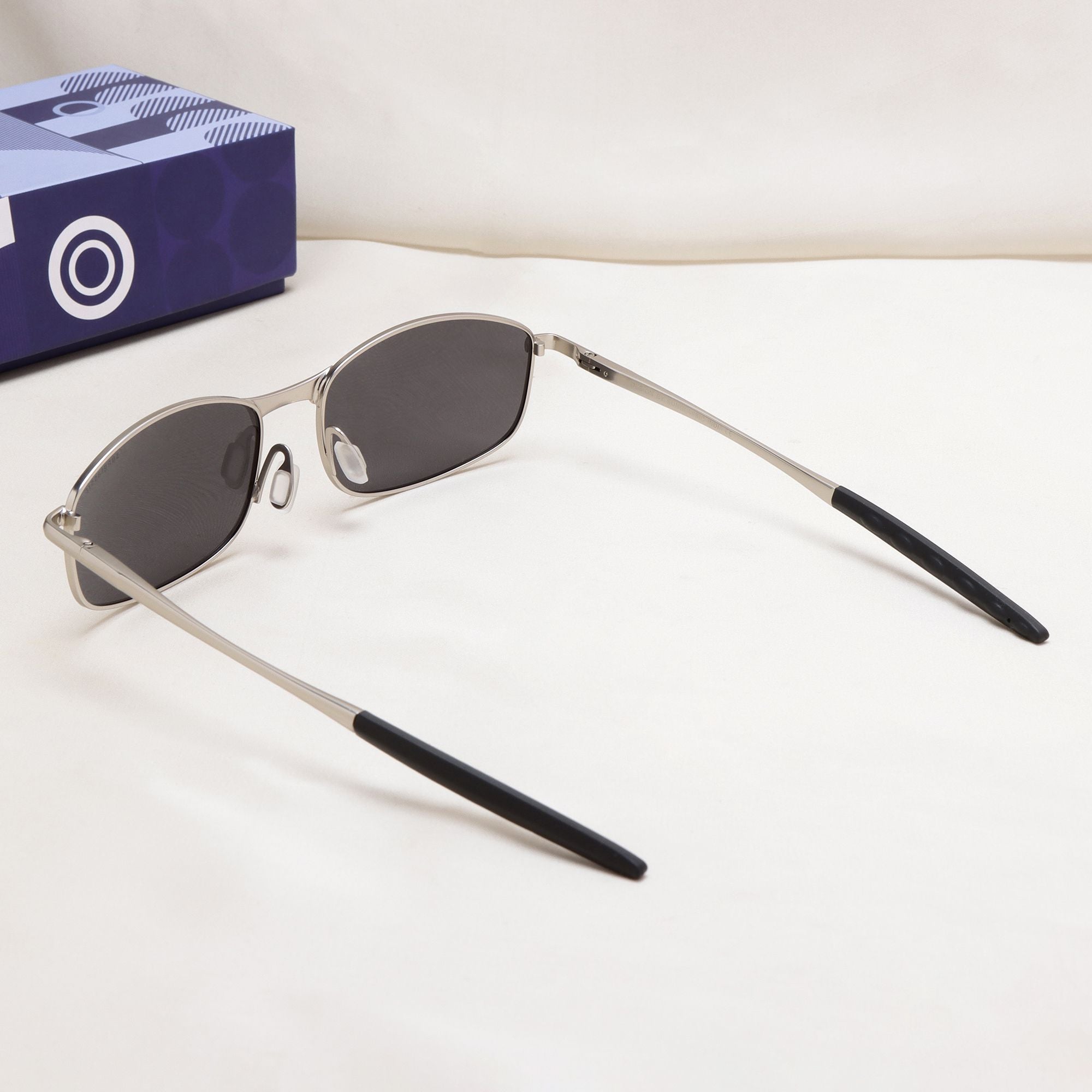 Swiftor Silver Black Polarized Rectangle Sunglasses | UV400