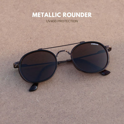 Full Brown Polarized SG4612 Metal Frame Round Sunglasses