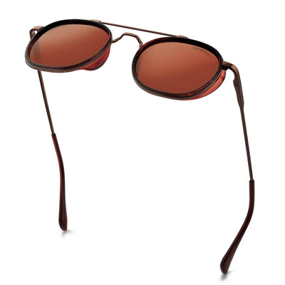 Full Brown Polarized SG4612 Metal Frame Round Sunglasses