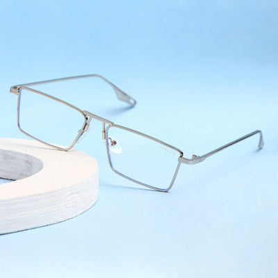 Rebel Silver Transparent Rectangle Sunglasses
