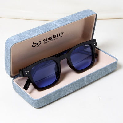 Ares Black Blue Square Sunglasses