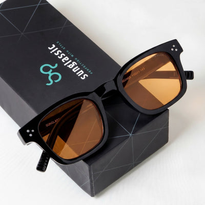 Ares Black Orange Square Sunglasses