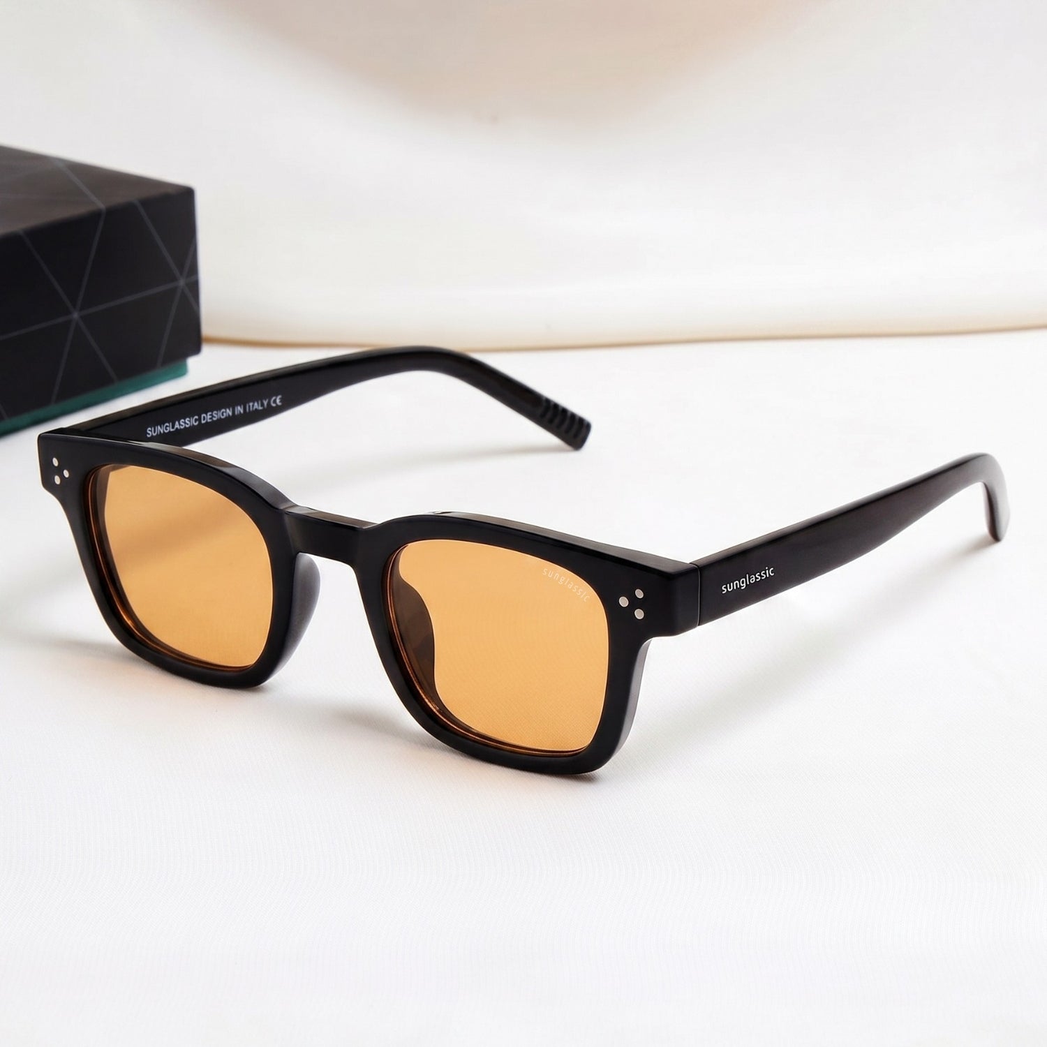 Ares Black Orange Square Sunglasses