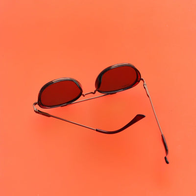 Full Brown Polarized SG4612 Metal Frame Round Sunglasses