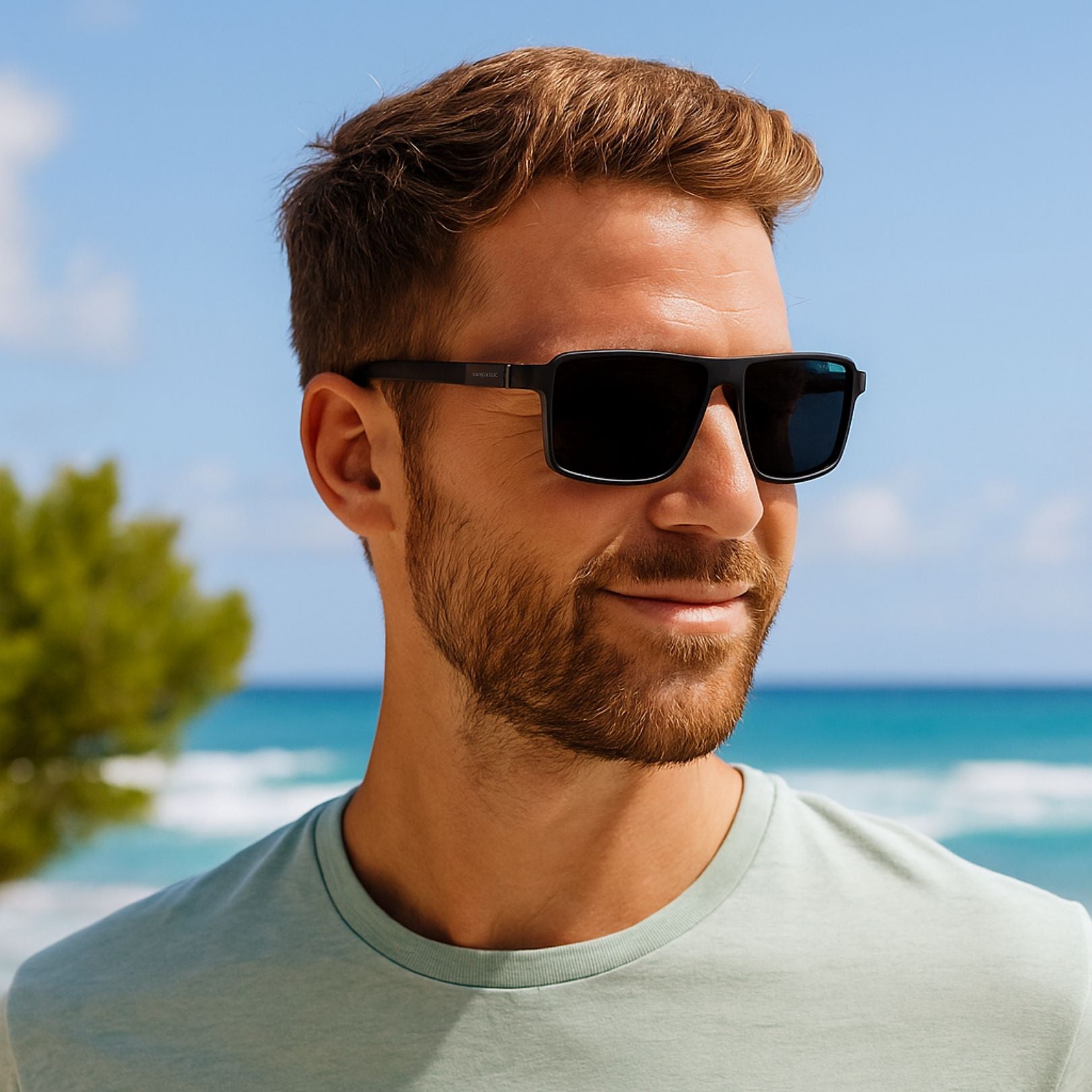 Moomin. Black Polarized Rectangle Sunglasses
