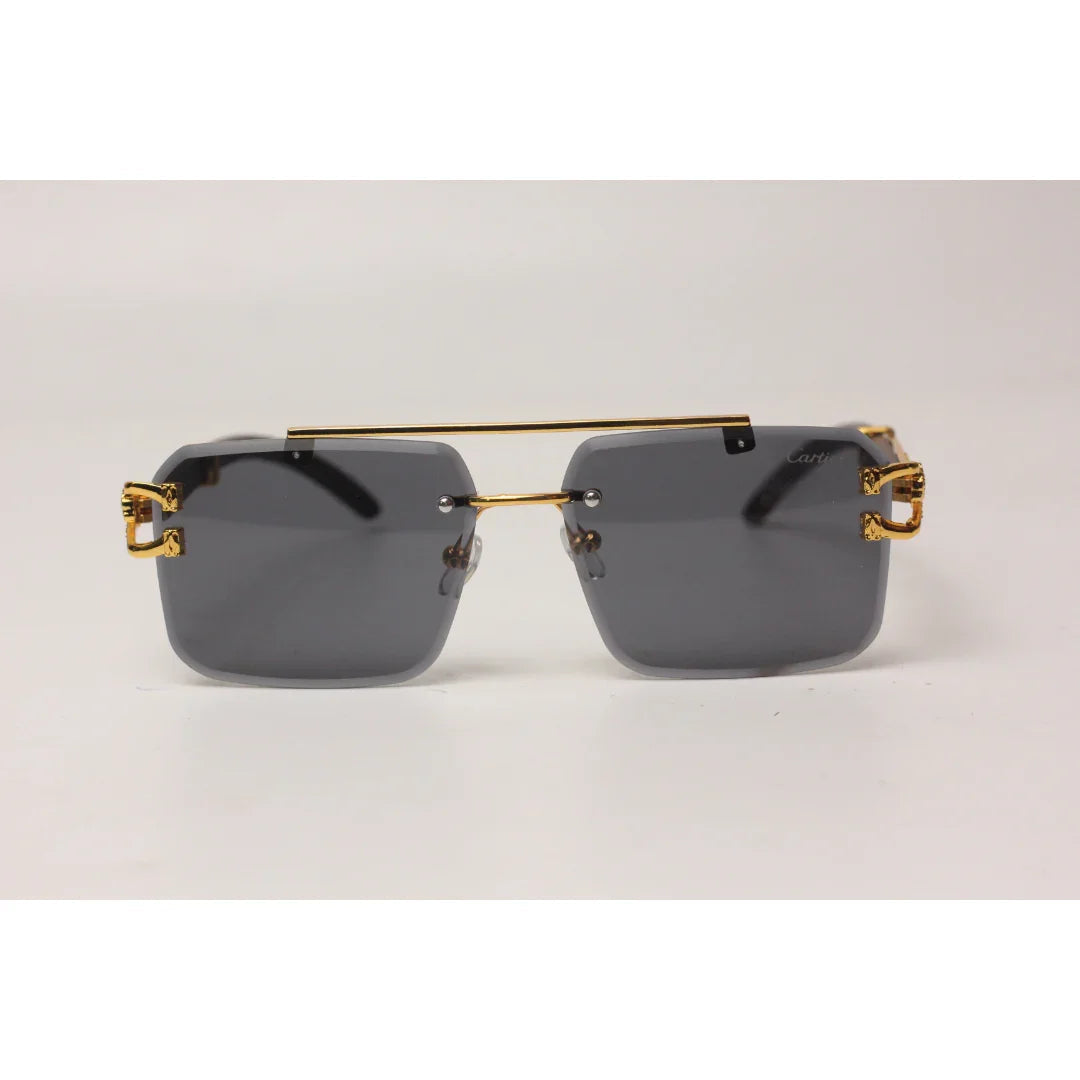 Cartier - RR42 - Golden - Double Bridge - Rimless - Metal - Square - Sunglasses - Eyewear