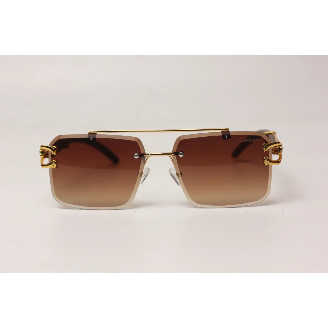 Cartier - RR42 - Golden - Double Bridge - Rimless - Metal - Square - Sunglasses - Eyewear