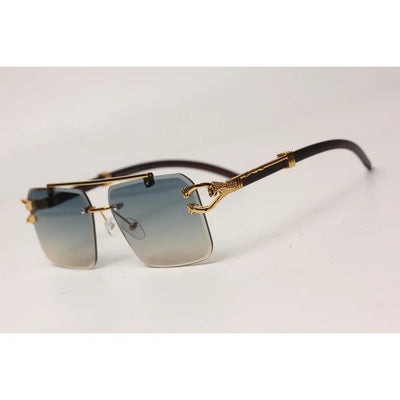Cartier - RR42 - Golden - Double Bridge - Rimless - Metal - Square - Sunglasses - Eyewear