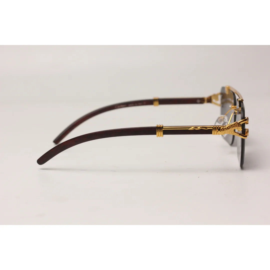 Cartier - RR42 - Golden - Double Bridge - Rimless - Metal - Square - Sunglasses - Eyewear